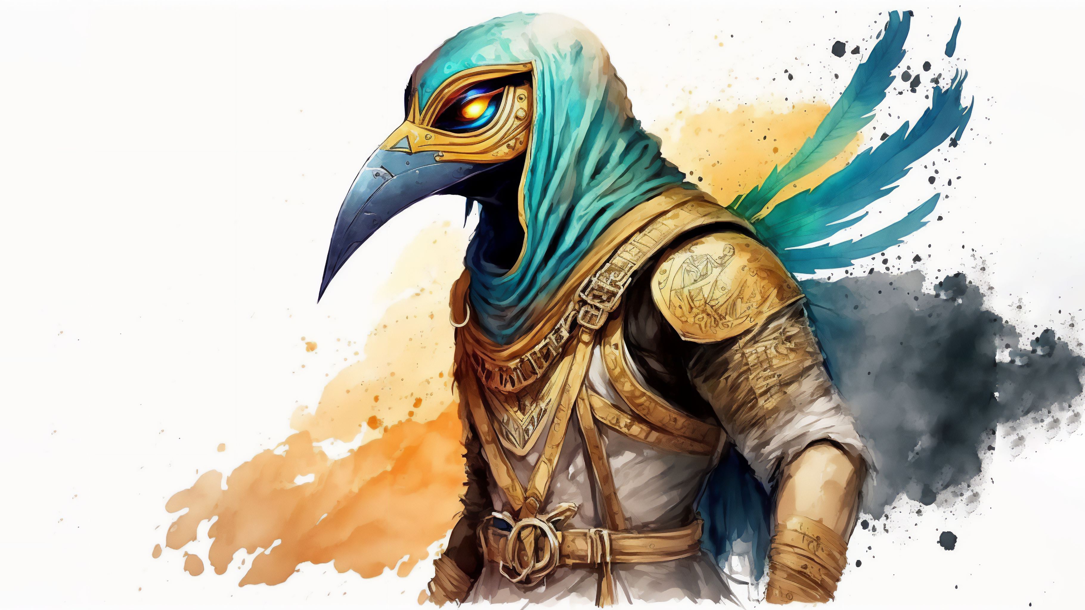 Egyptian Mythology Character in Watercolor Style HD Wallpaper