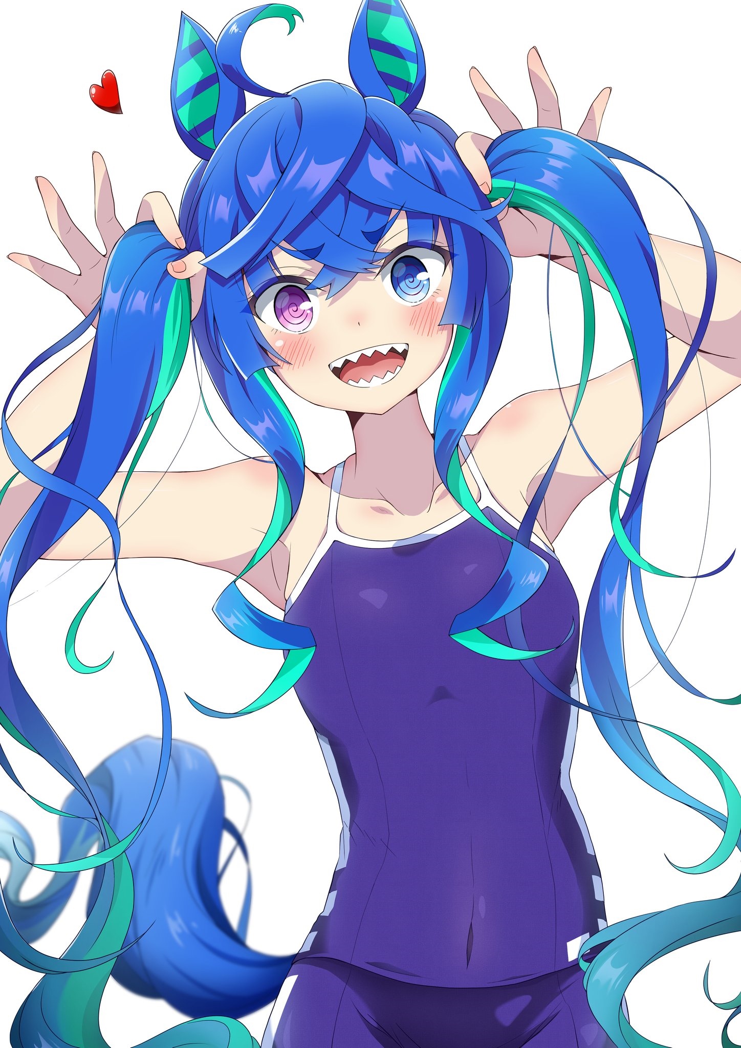 Anime girl with blue twintails and heterochromia HD Phone Wallpaper