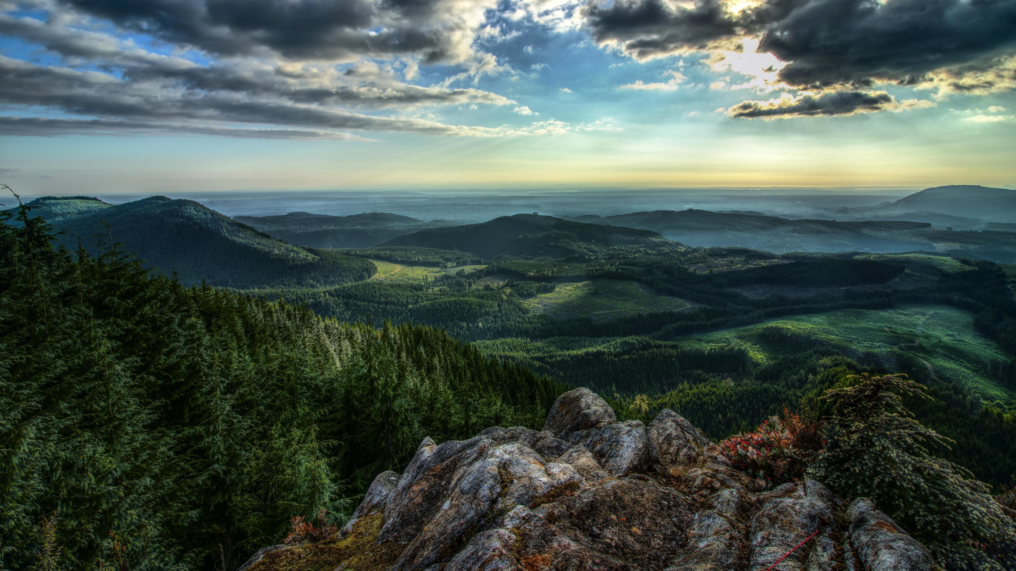 4K Nature Landscape with Forest and Clouds HD Wallpaper