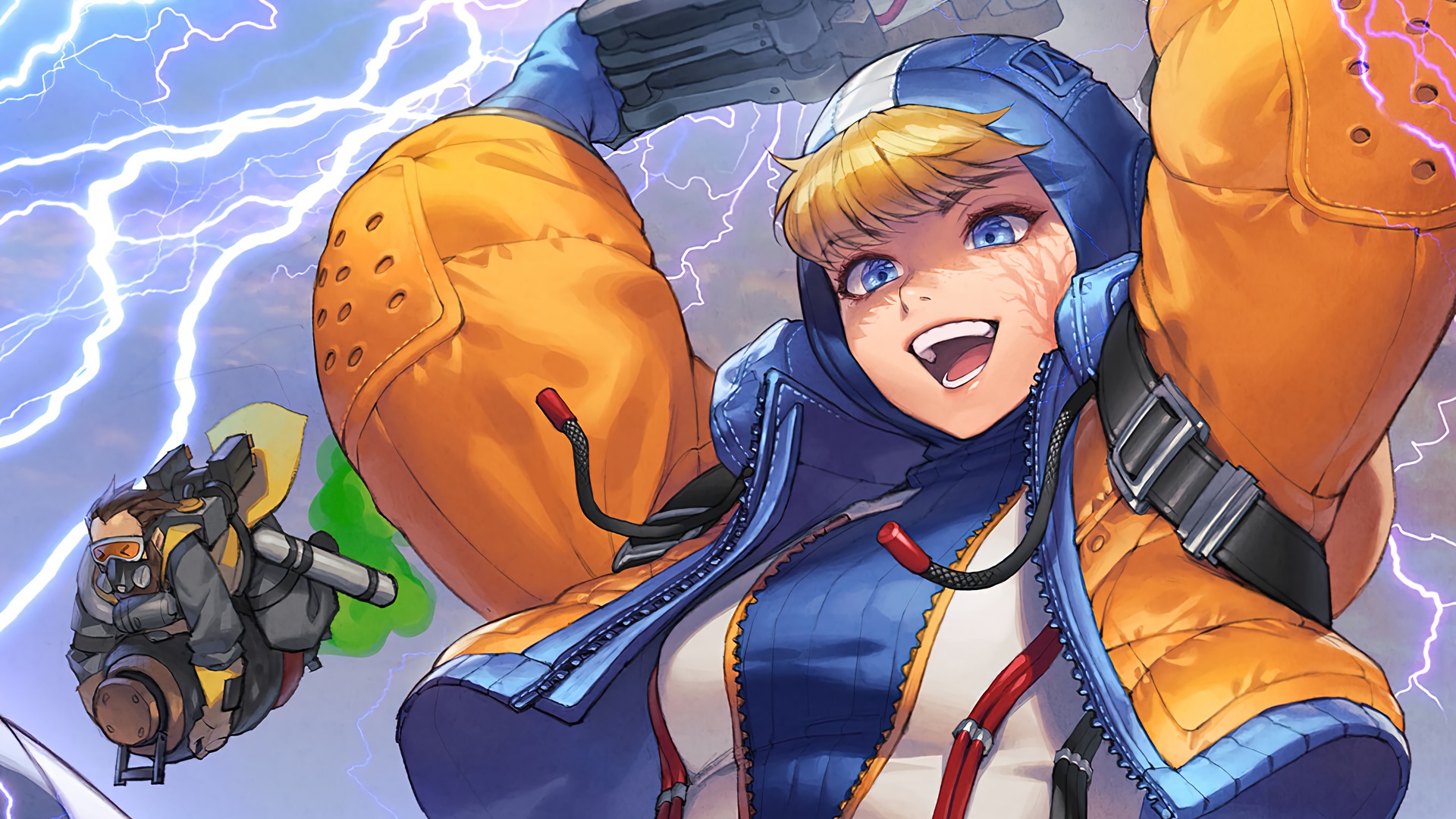 Wattson and Caustic in Apex Legends with lightning HD Wallpaper