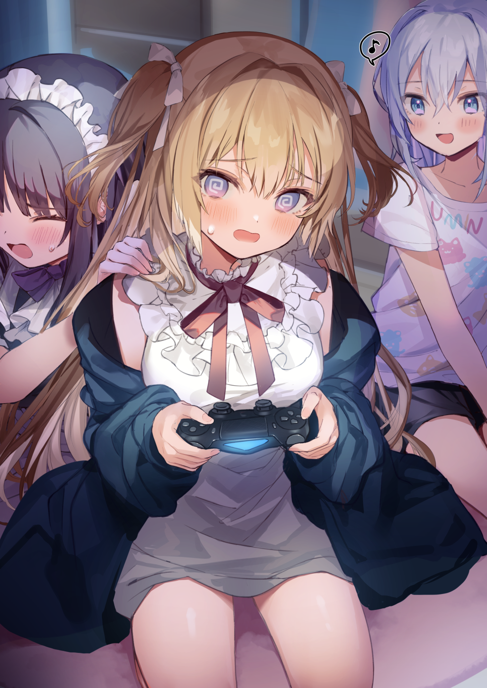 Anime girls playing video games with controllers HD Phone Wallpaper