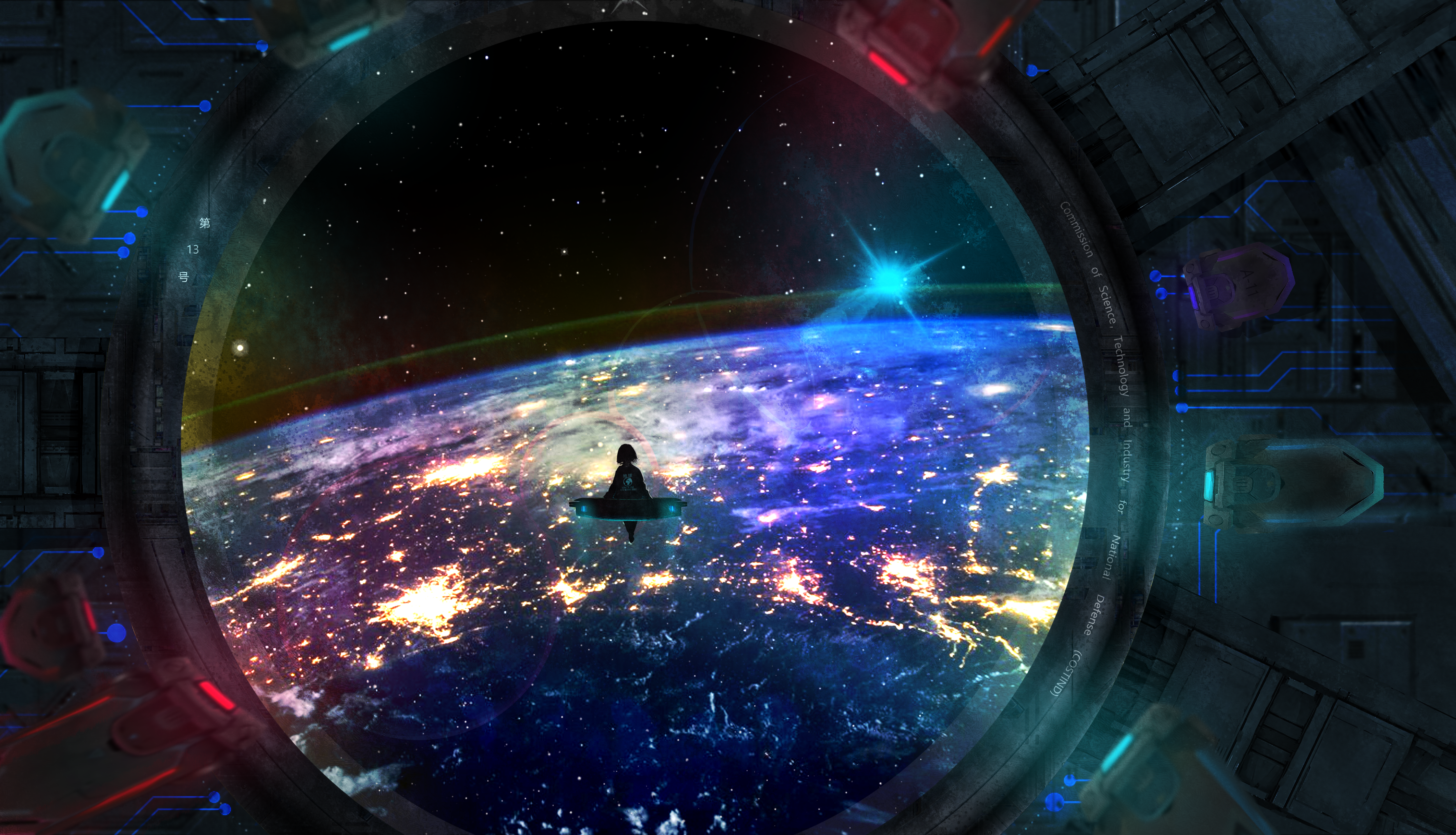 4K Earth from Space through a Porthole HD Wallpaper