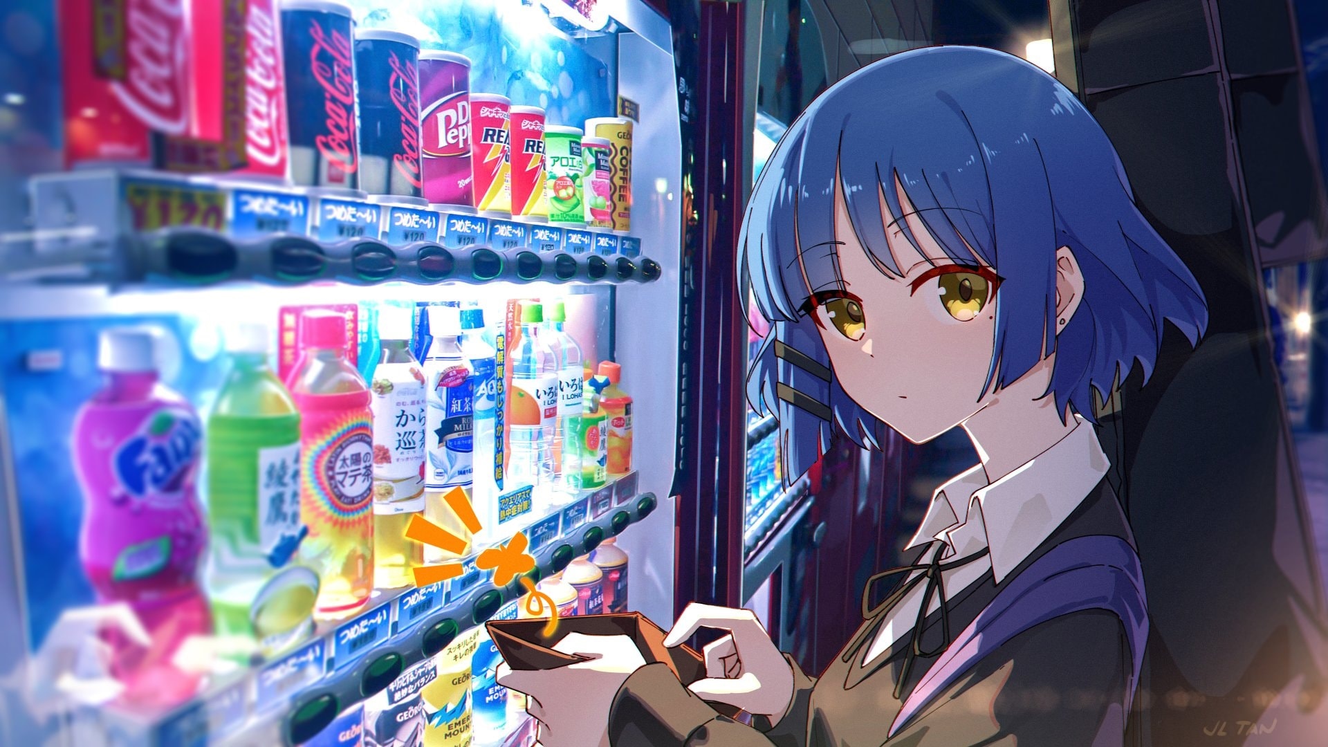 Ryo Yamada from BOCCHI THE ROCK! at a vending machine HD Wallpaper