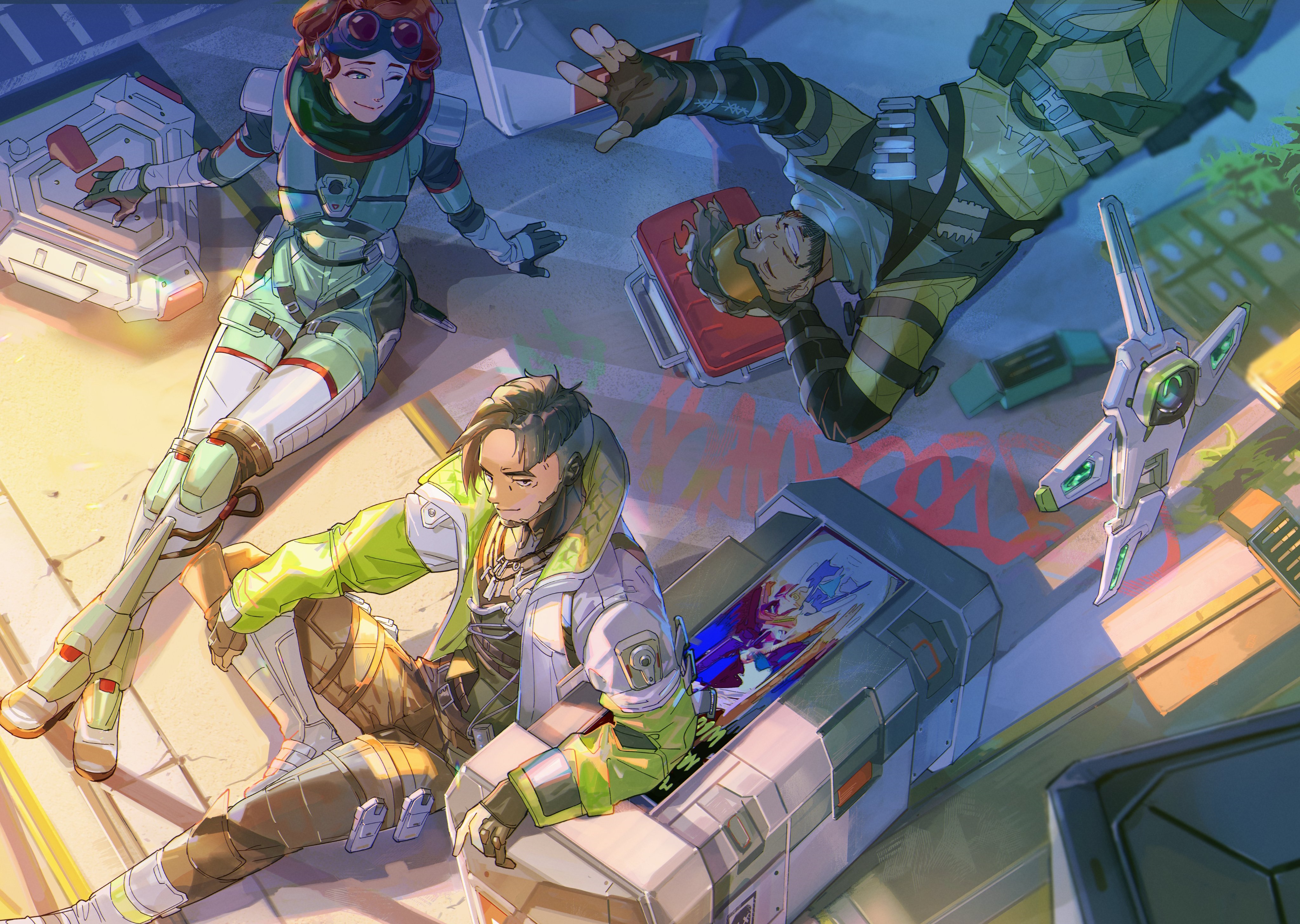 Apex Legends: Horizon, Mirage, and Crypto resting HD Wallpaper