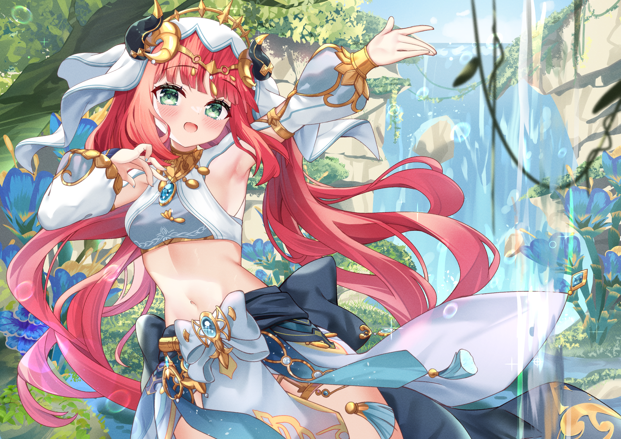 Nilou from Genshin Impact in a jungle setting HD Wallpaper