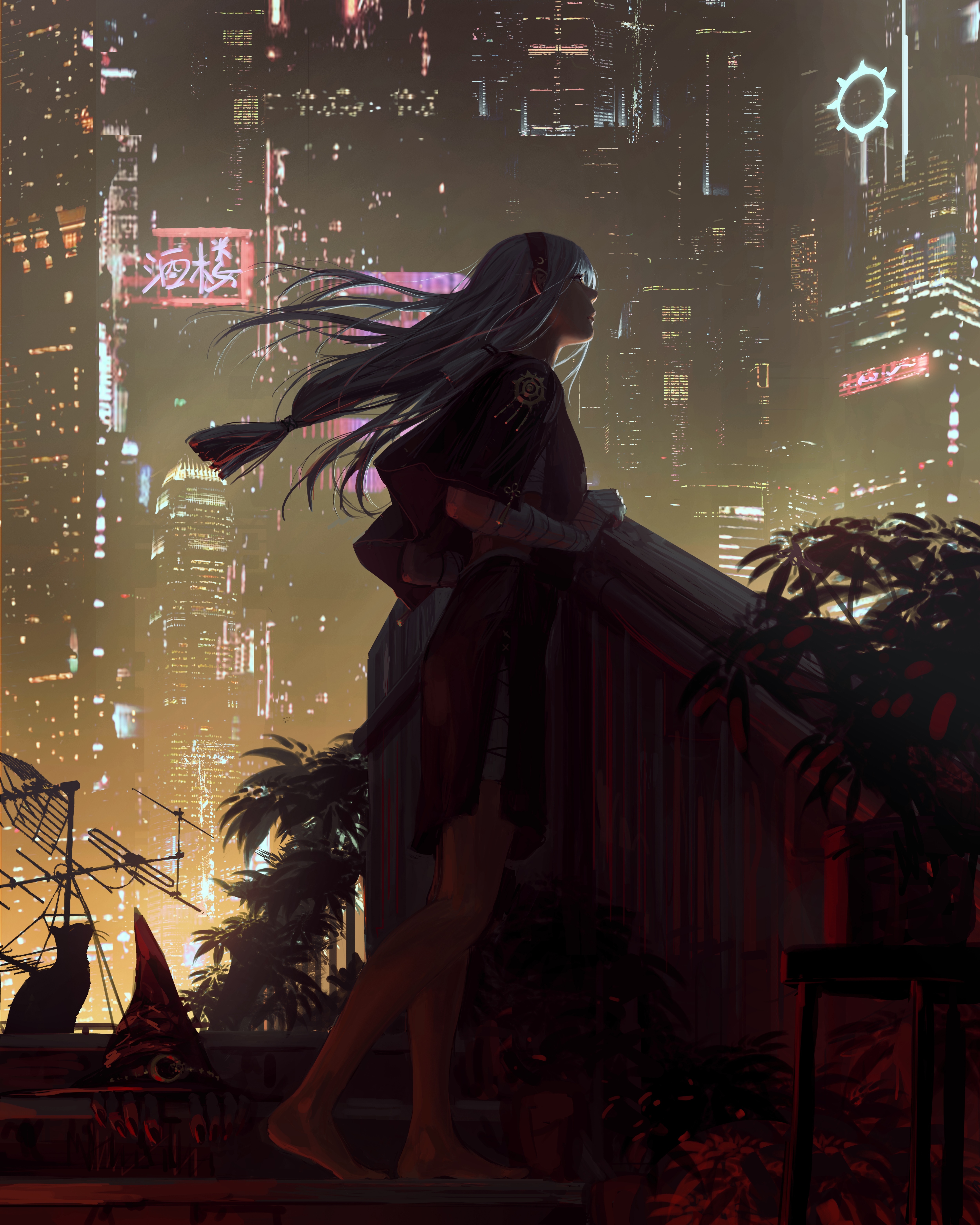 4K Cyberpunk Fantasy Girl by GUWEIZ HD Phone Wallpaper