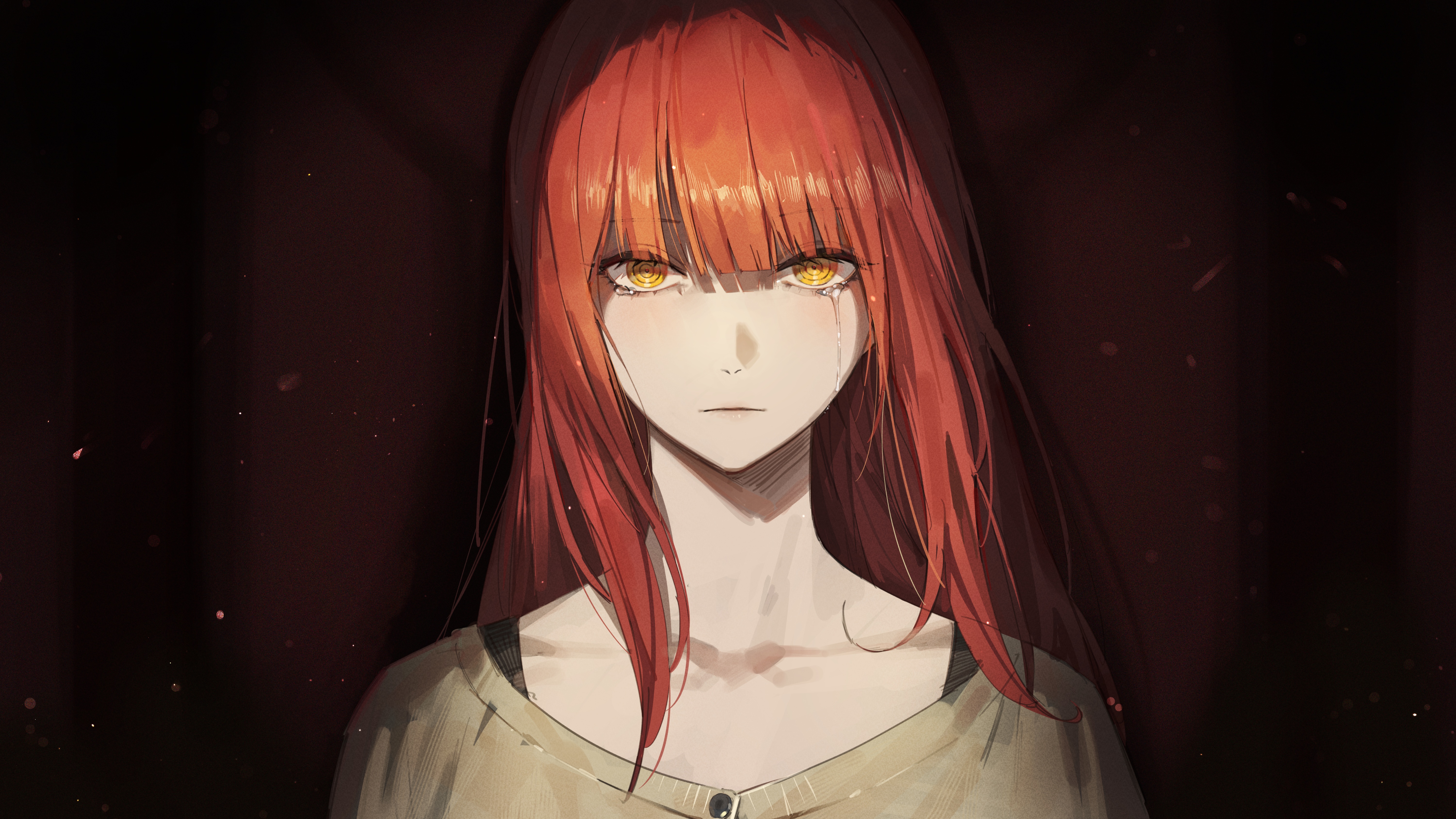 Makima Crying with Yellow Eyes from Chainsaw Man HD Wallpaper