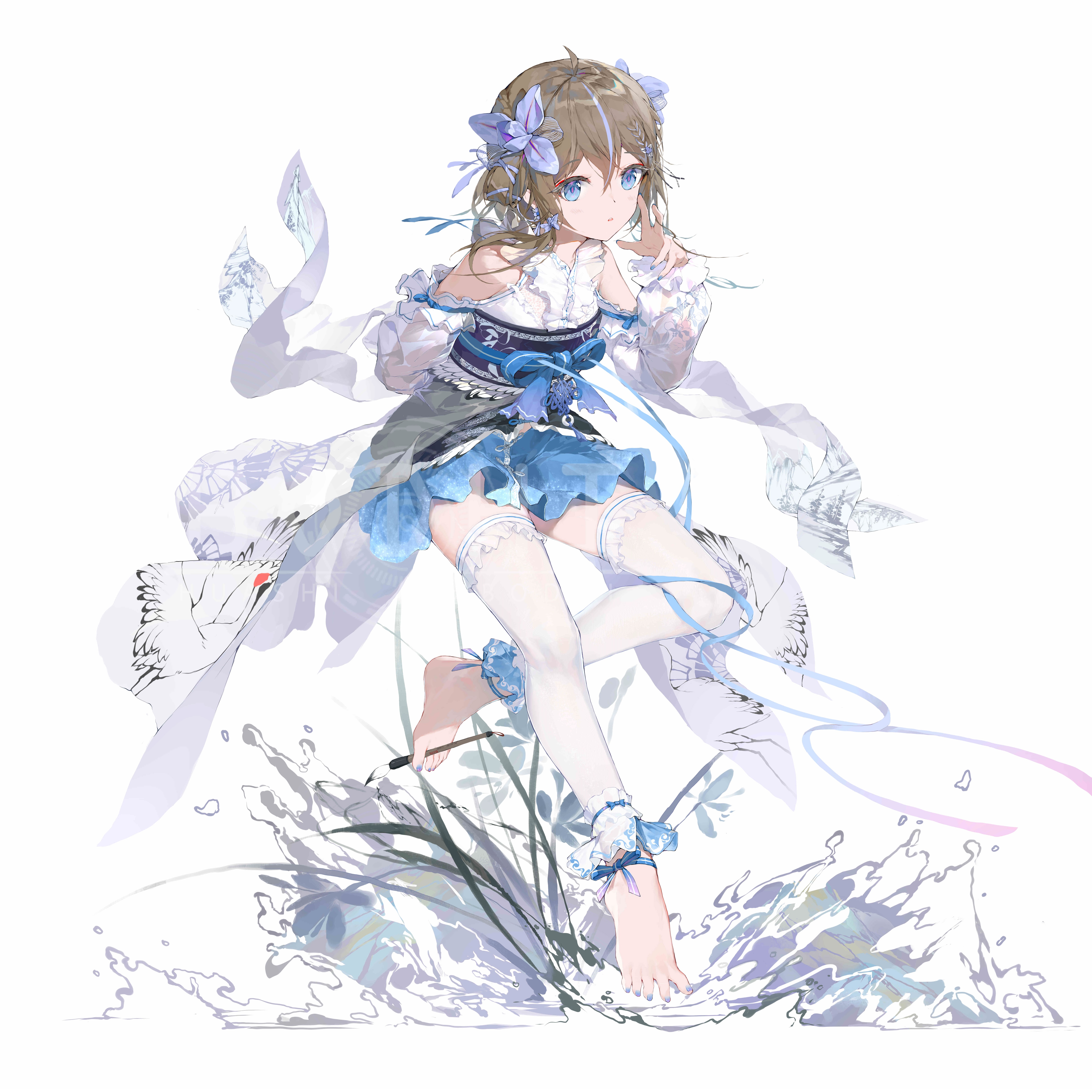 4K Bodhi Wushushenghua with blue eyes and stockings HD Wallpaper
