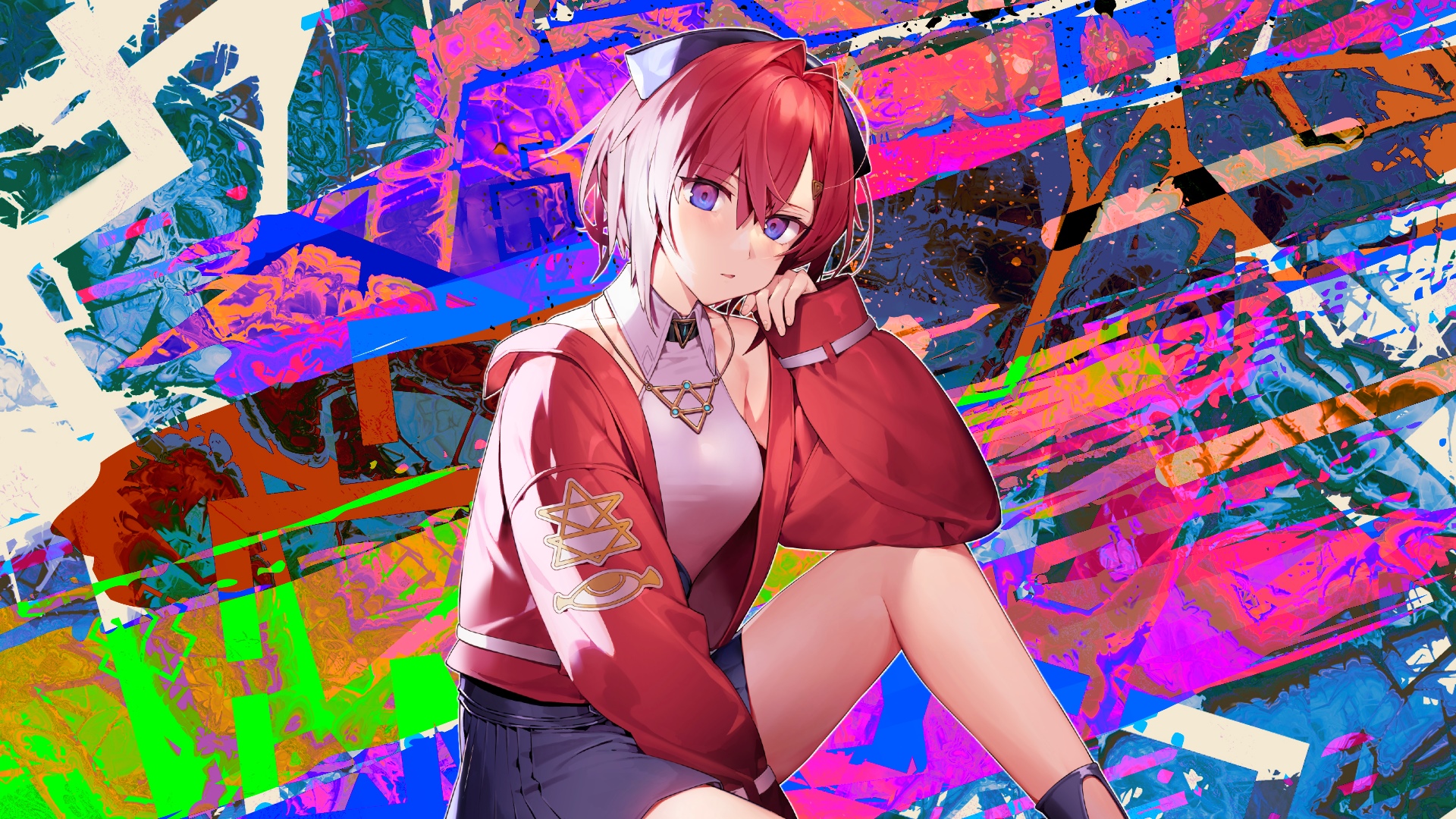 Ange Katrina Nijisanji Anime Girl with Colorful Background HD Wallpaper