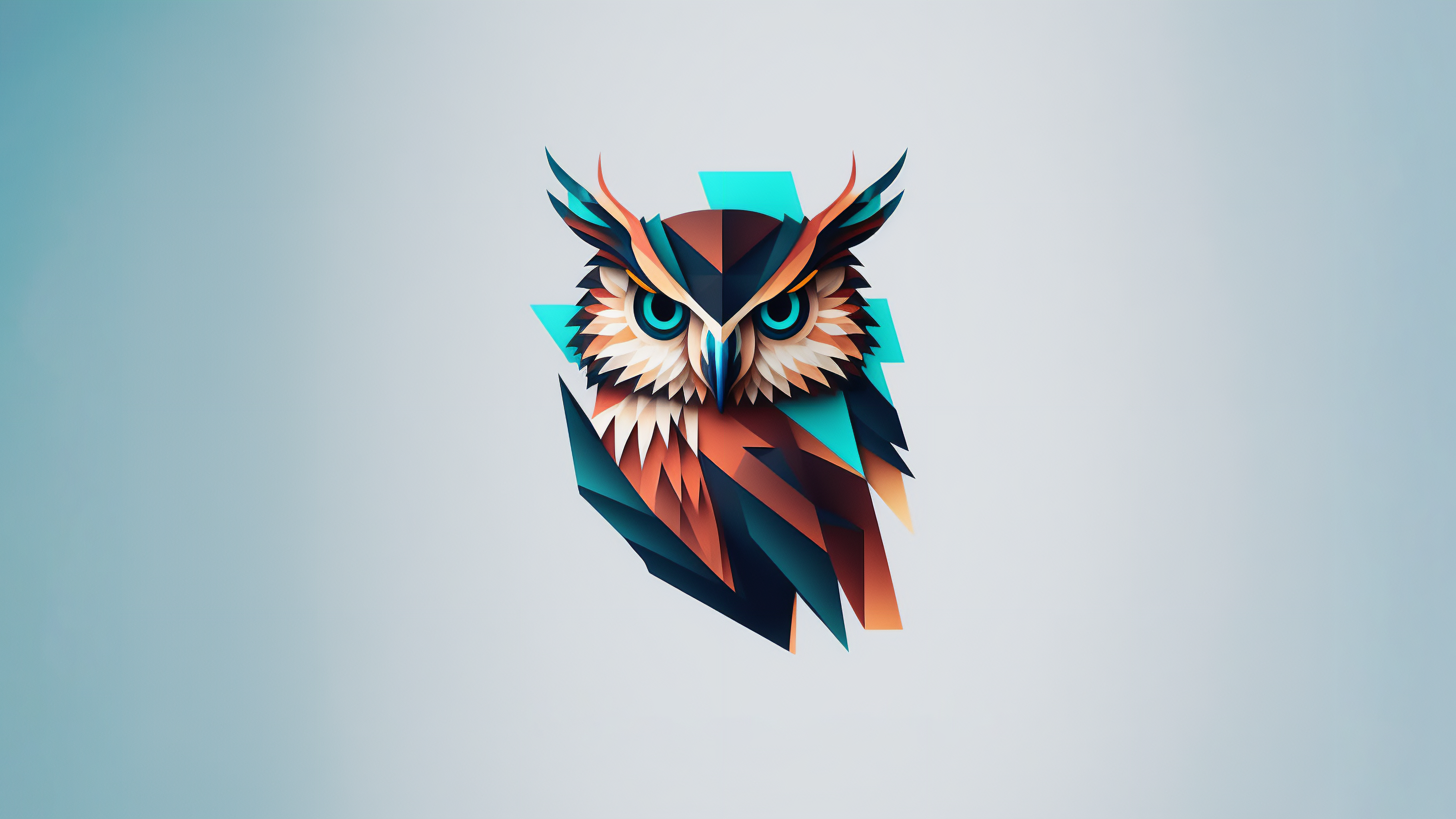 Geometric owl logo with blue and orange colors HD Wallpaper