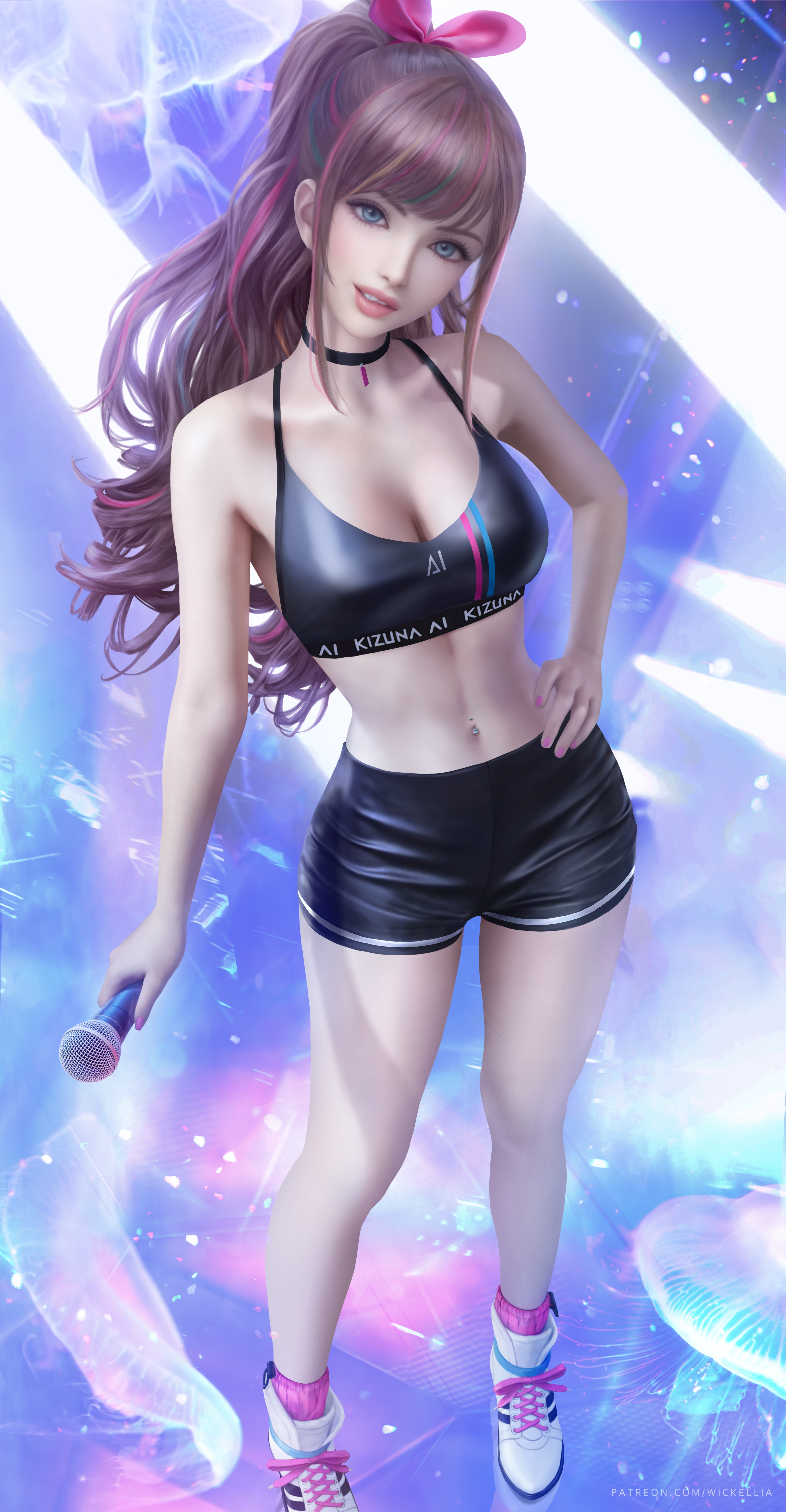 4K Kizuna Ai fan art by Wickellia HD Phone Wallpaper