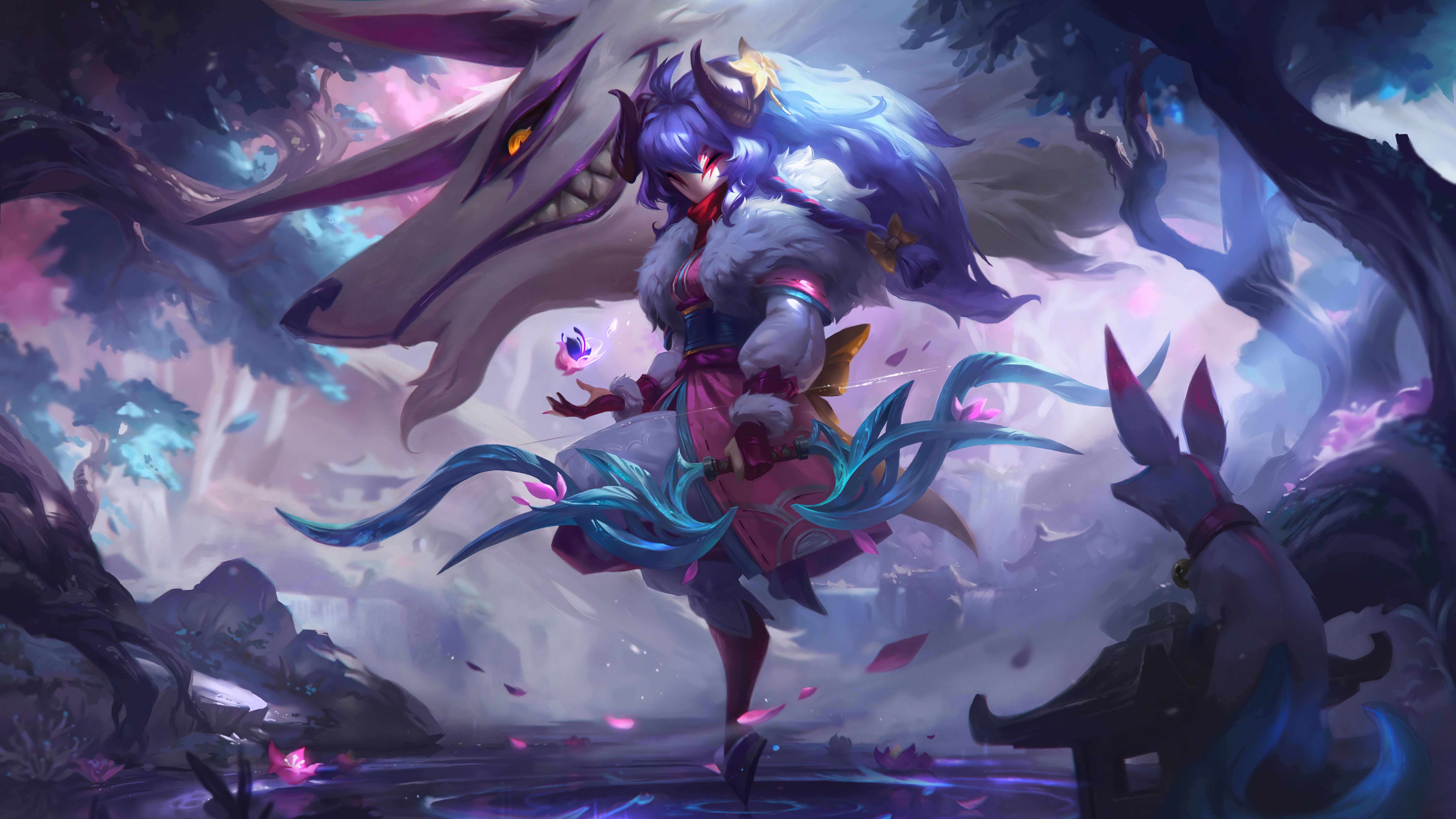 League of Legends Kindred in a Forest HD Wallpaper