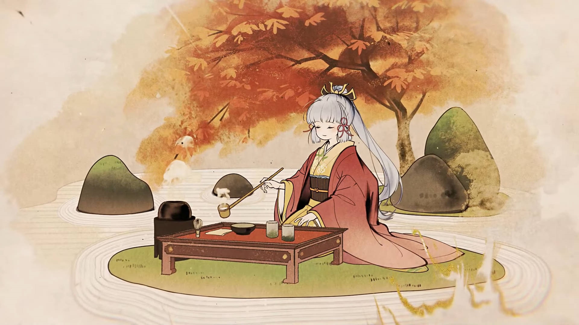 Kamisato Ayaka in autumn Genshin Impact HD Wallpaper