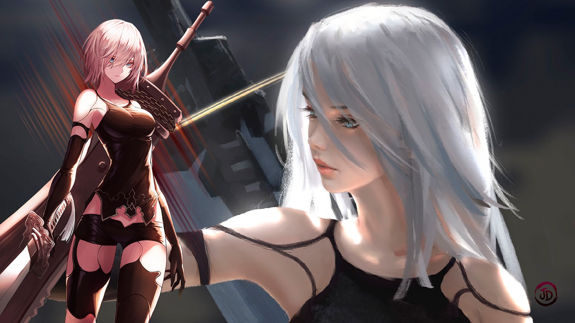 Nier: Automata A2 and YoRHa No. 2 Type B collage HD Wallpaper