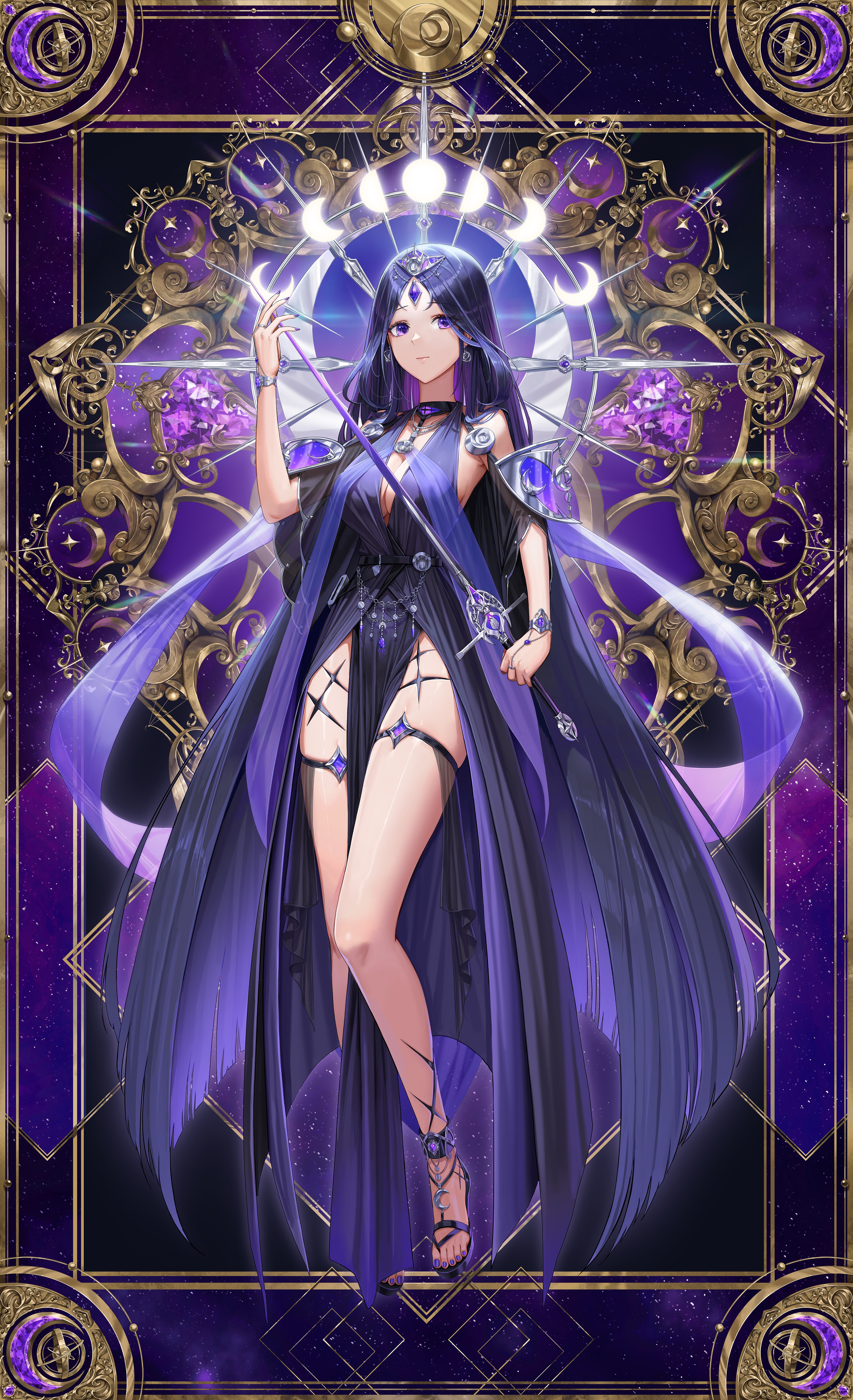 Woman with sword and purple eyes HD Phone Wallpaper
