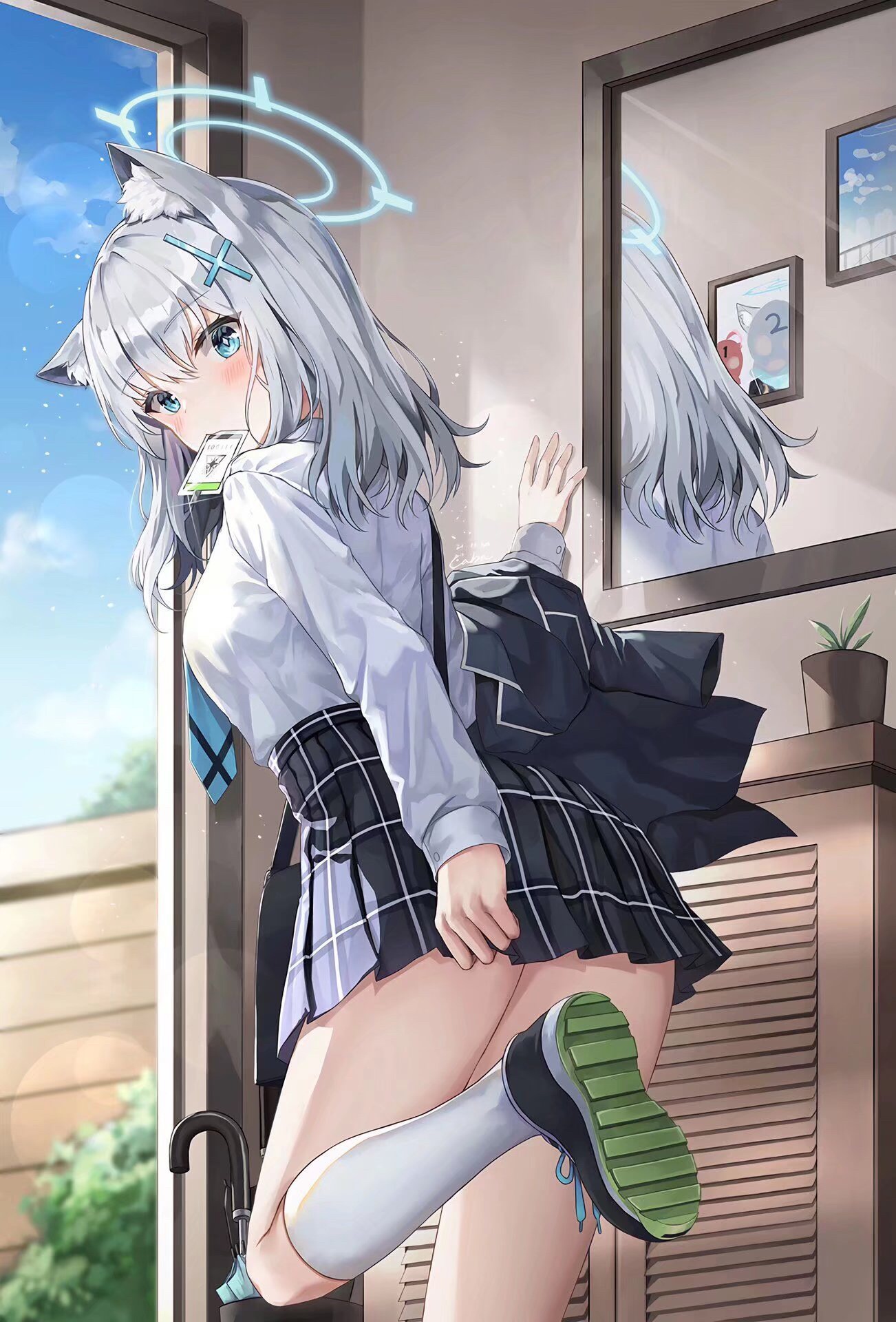 Shiroko from Blue Archive in a school uniform HD Phone Wallpaper
