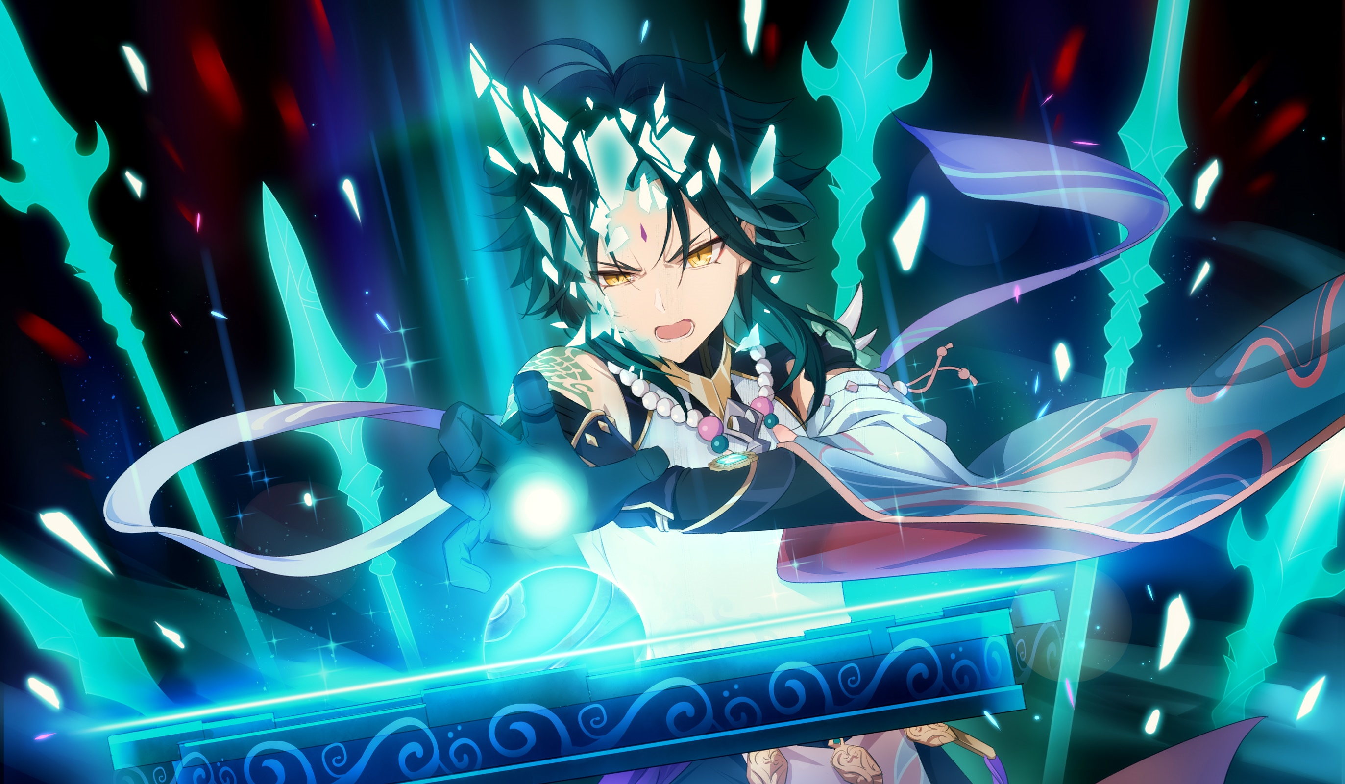 Xiao from Genshin Impact wielding a weapon HD Wallpaper