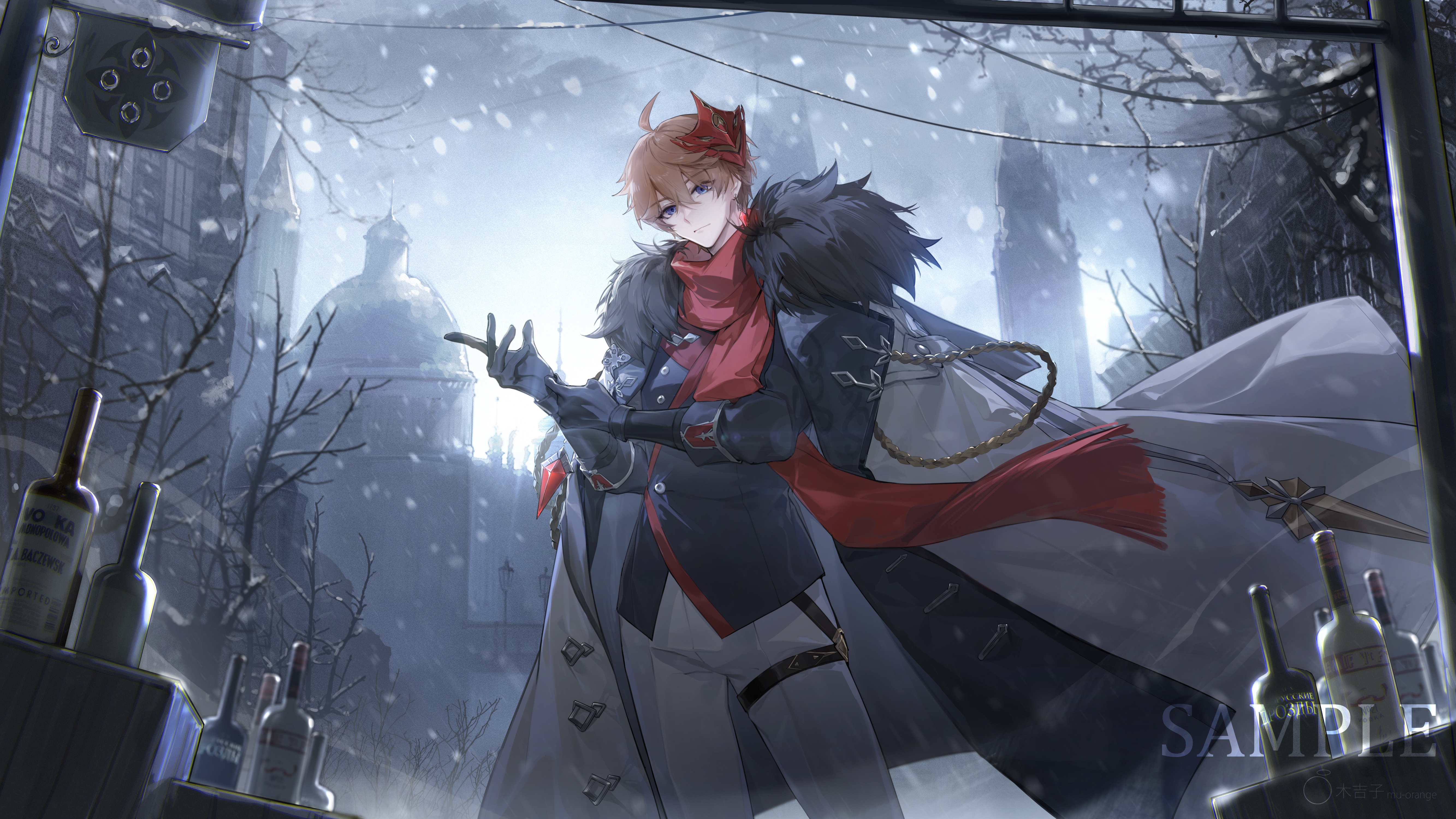 4K Tartaglia from Genshin Impact in Snow HD Wallpaper