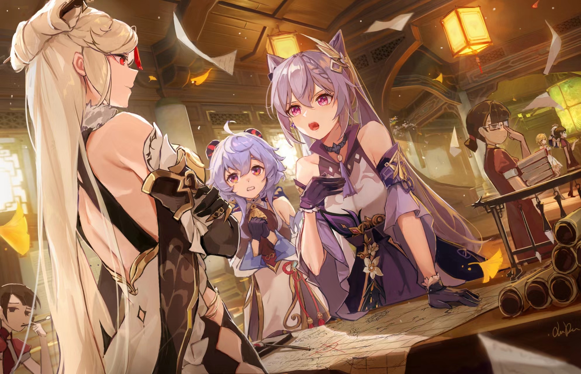 Ningguang, Keqing, and Ganyu in Genshin Impact HD Wallpaper
