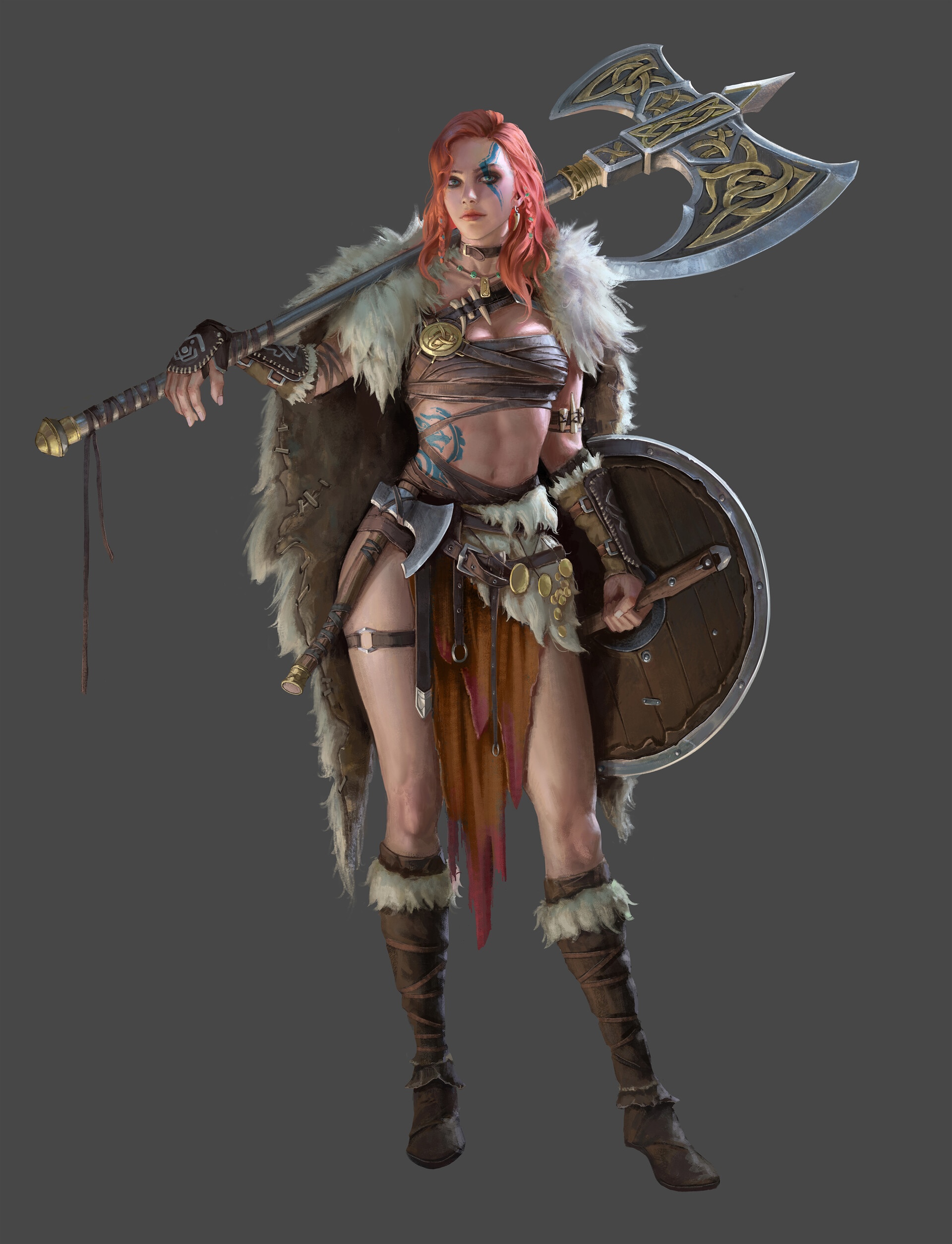Viking warrior woman with axe and shield HD Phone Wallpaper