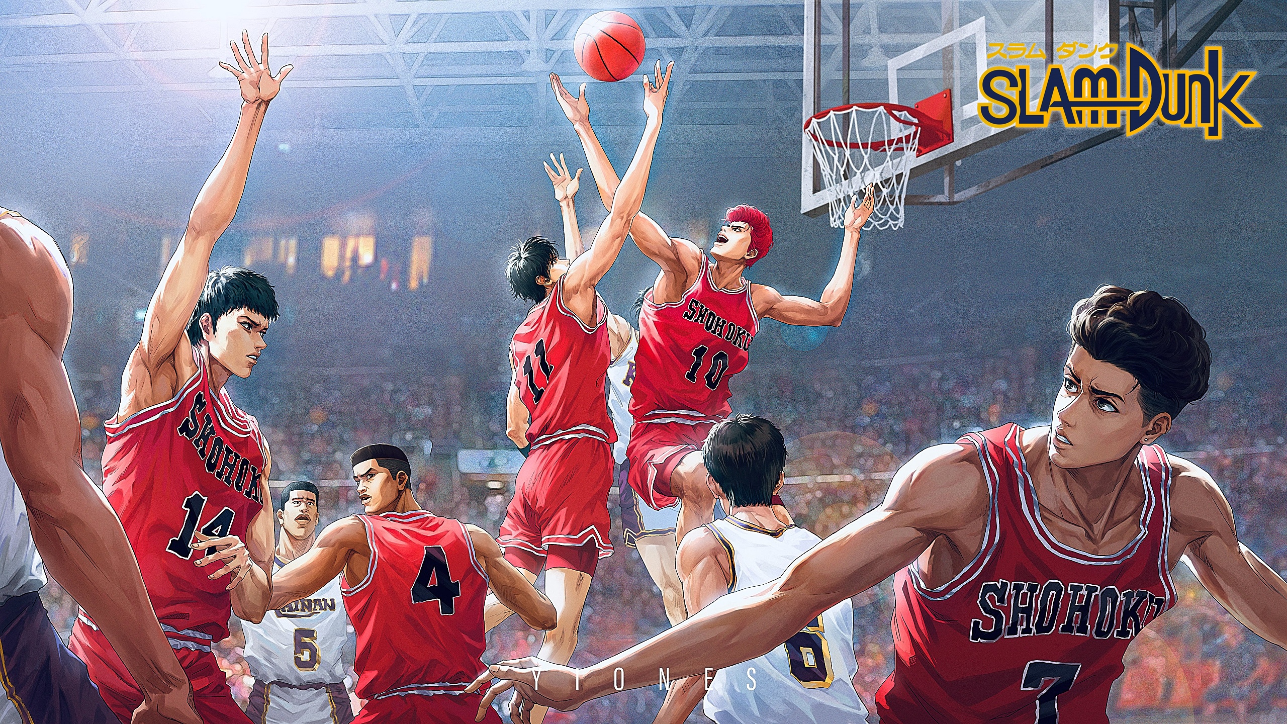 Slam Dunk: Shohoku Basketball Team in Action HD Wallpaper