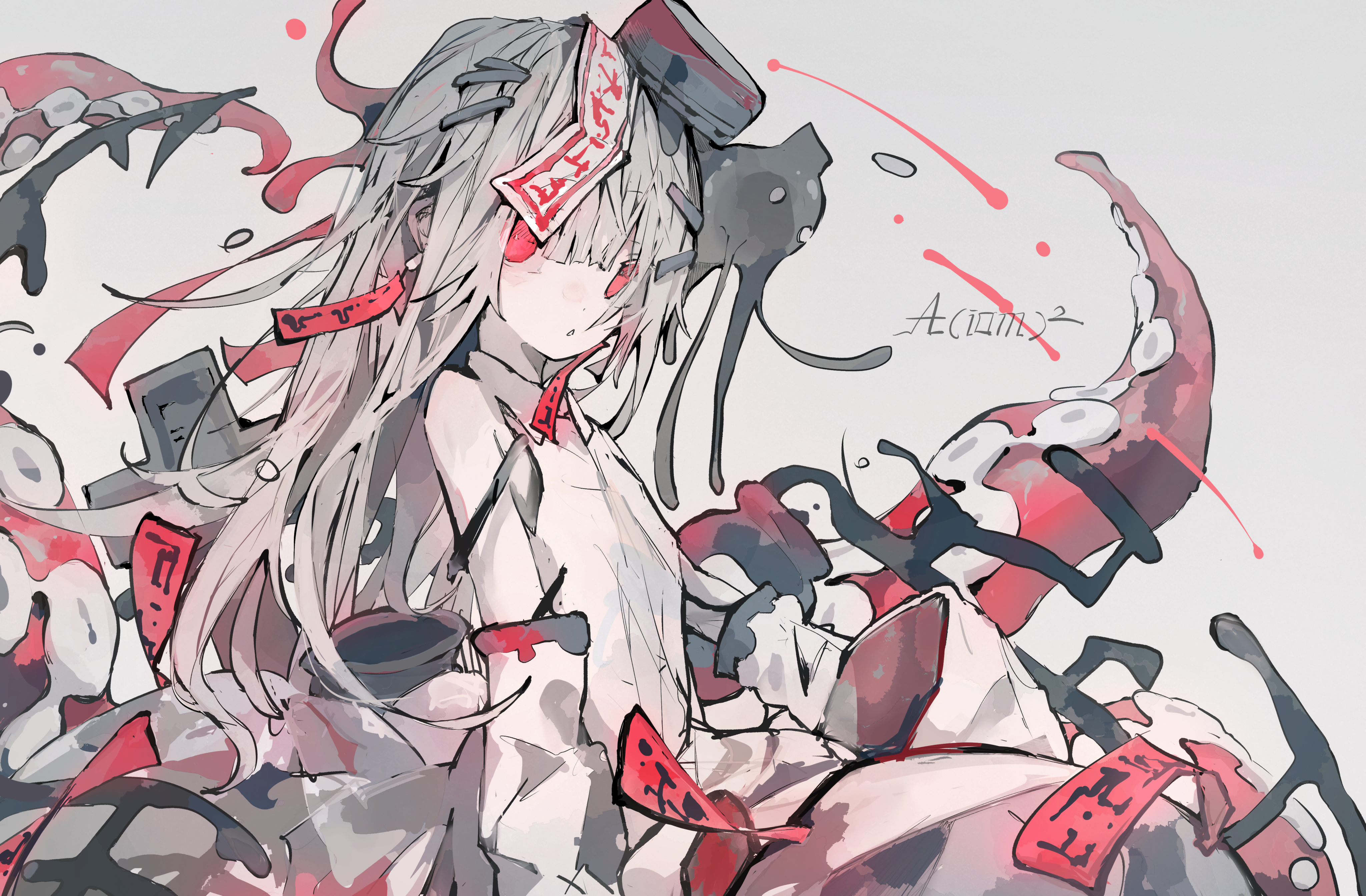 4K Aciam illustration of a girl with tentacles HD Wallpaper