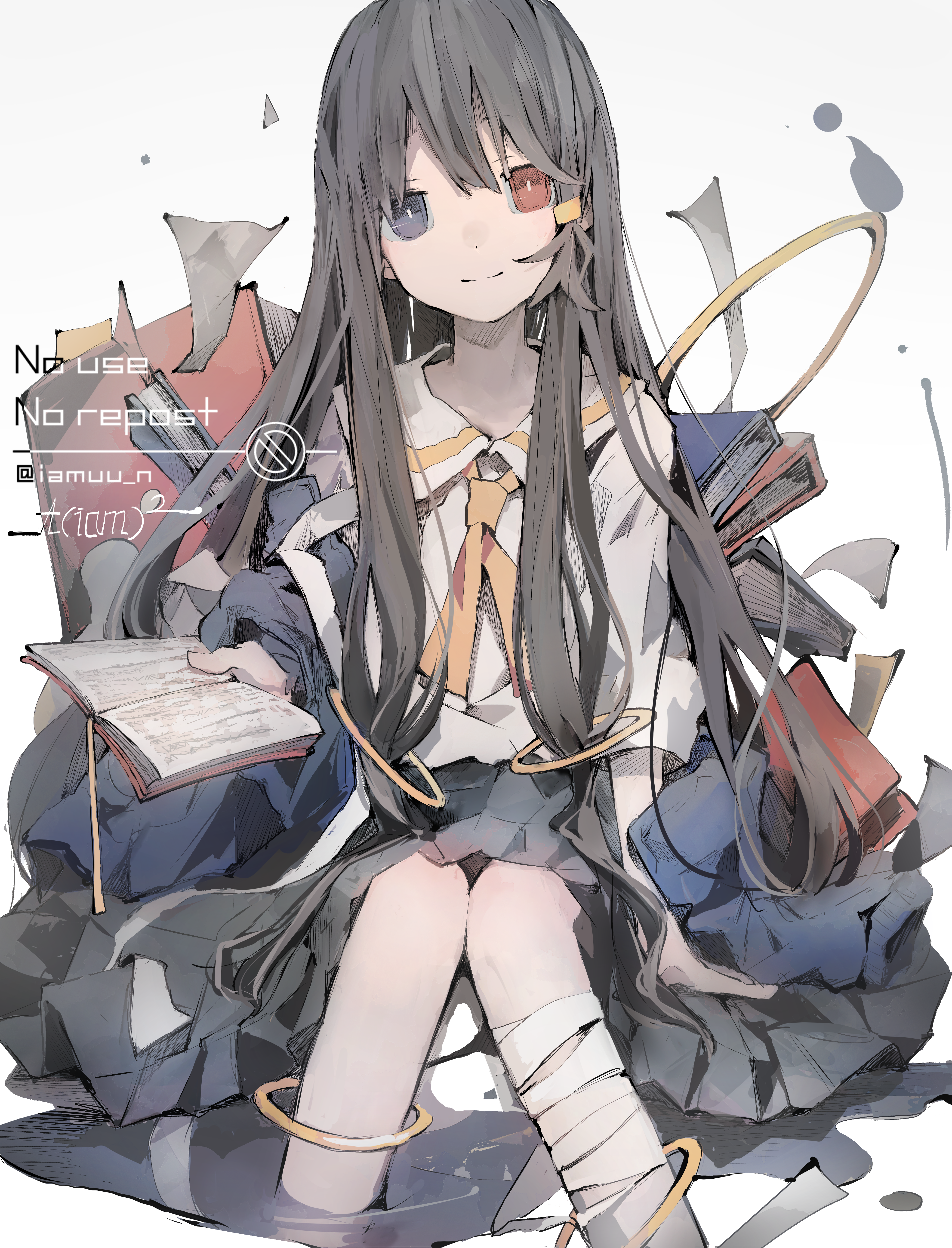 Aciam with Heterochromia and Books HD Phone Wallpaper