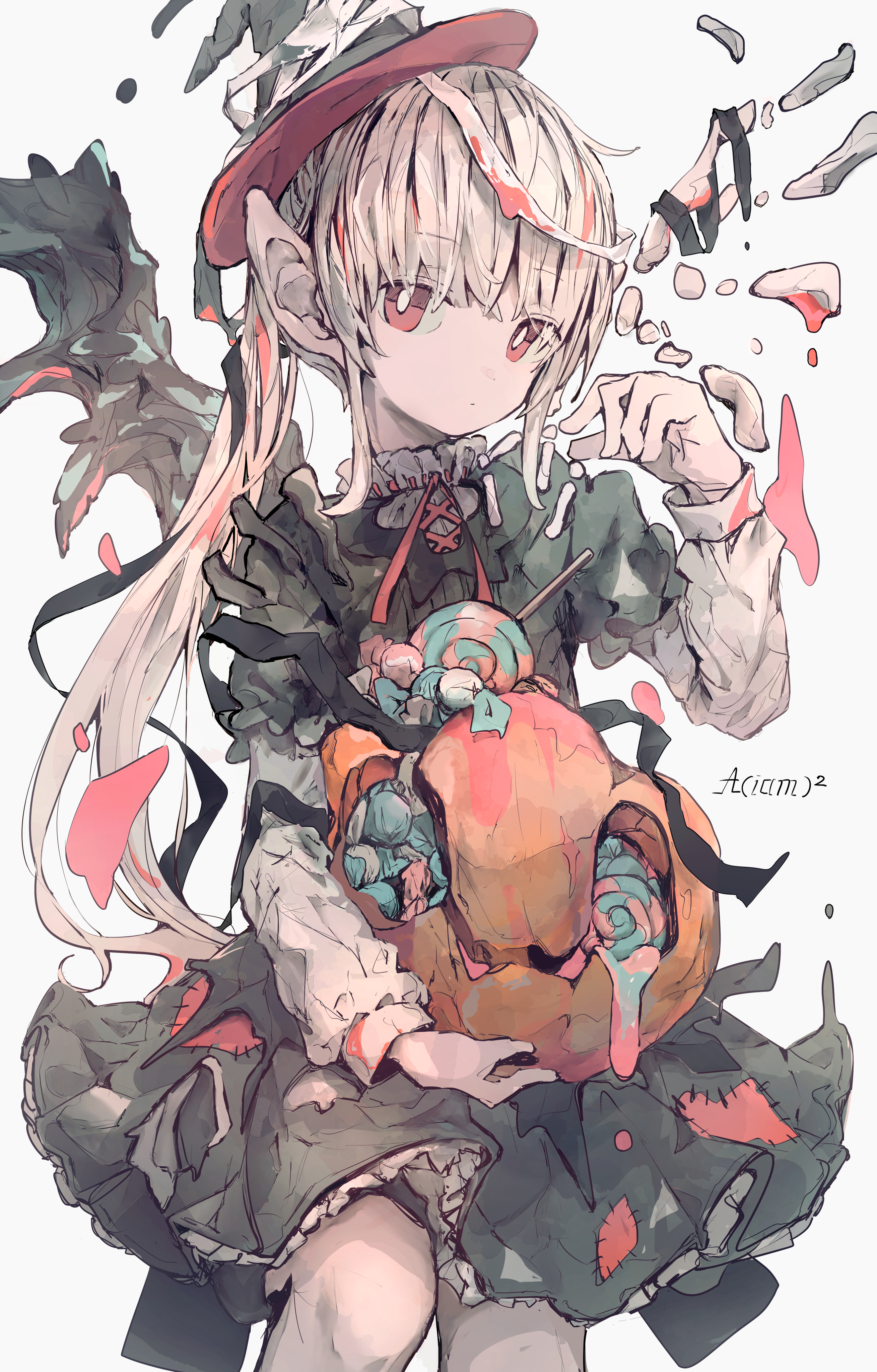Girl in a witch hat holding a pumpkin with candy HD Phone Wallpaper