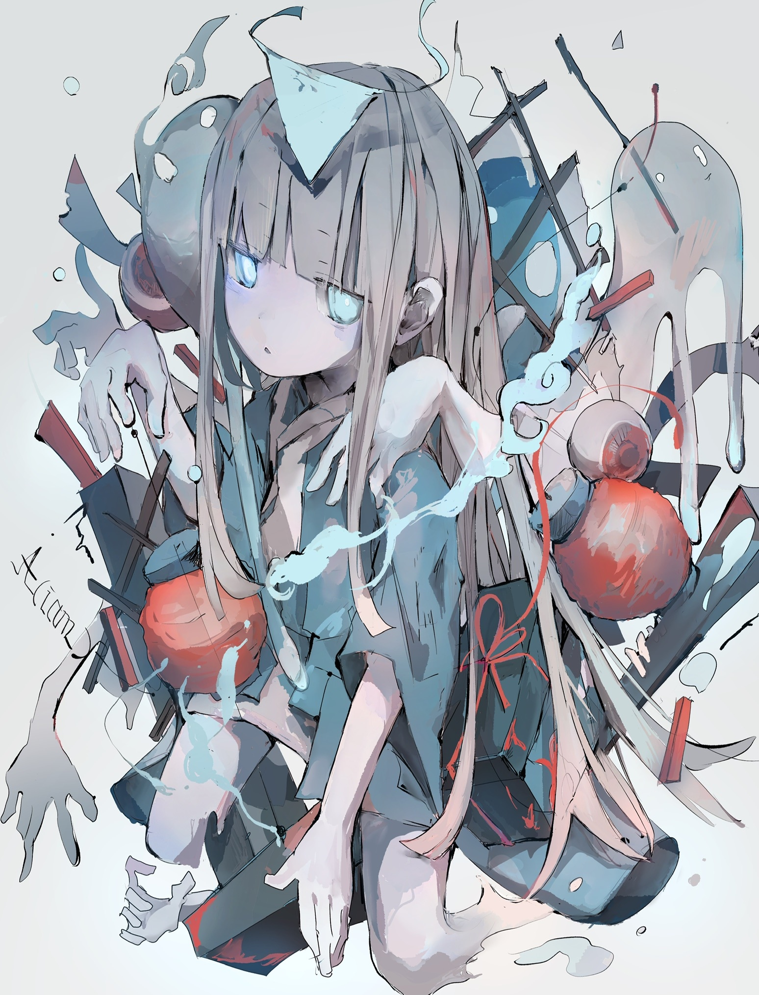 Aciam with multiple hands and abstract elements HD Phone Wallpaper