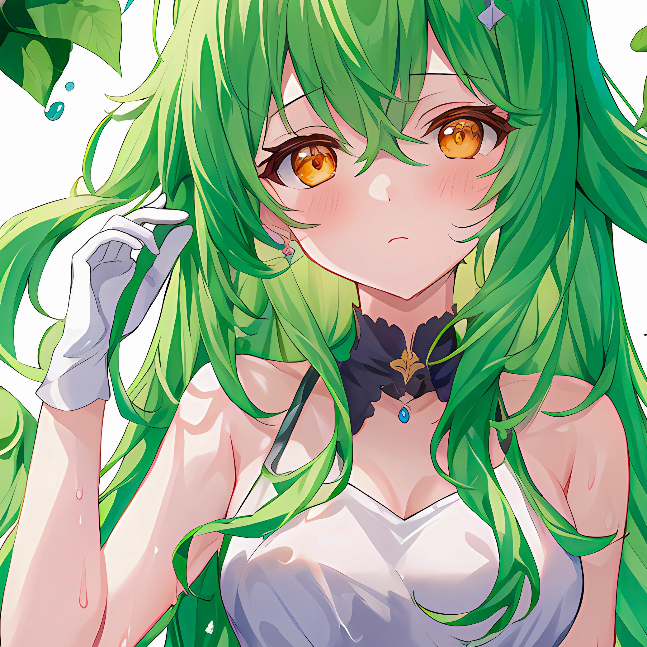 Sucrose from Genshin Impact with green hair and gloves HD Wallpaper