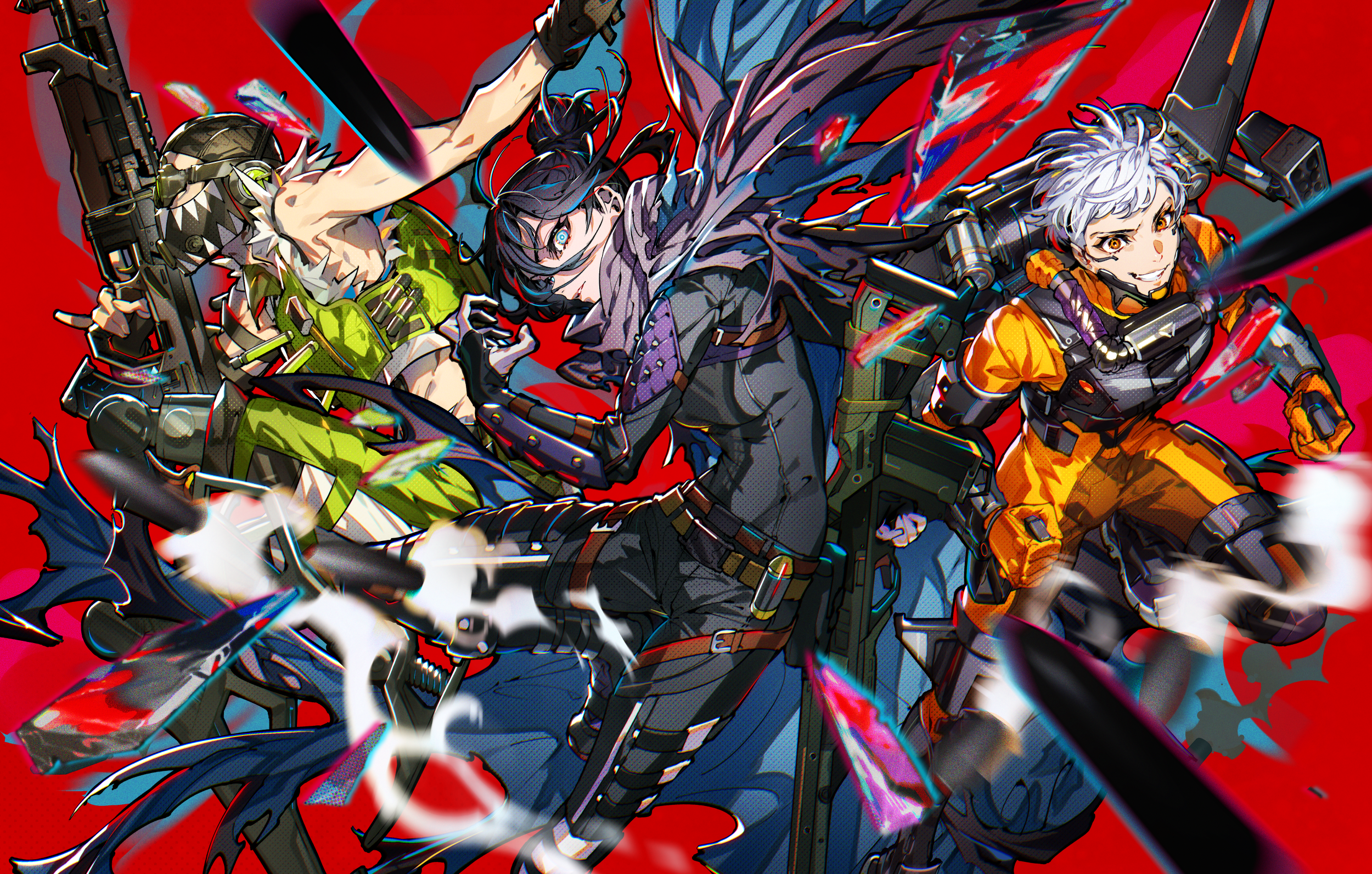Apex Legends characters Wraith, Octane, and Valkyrie with guns HD Wallpaper
