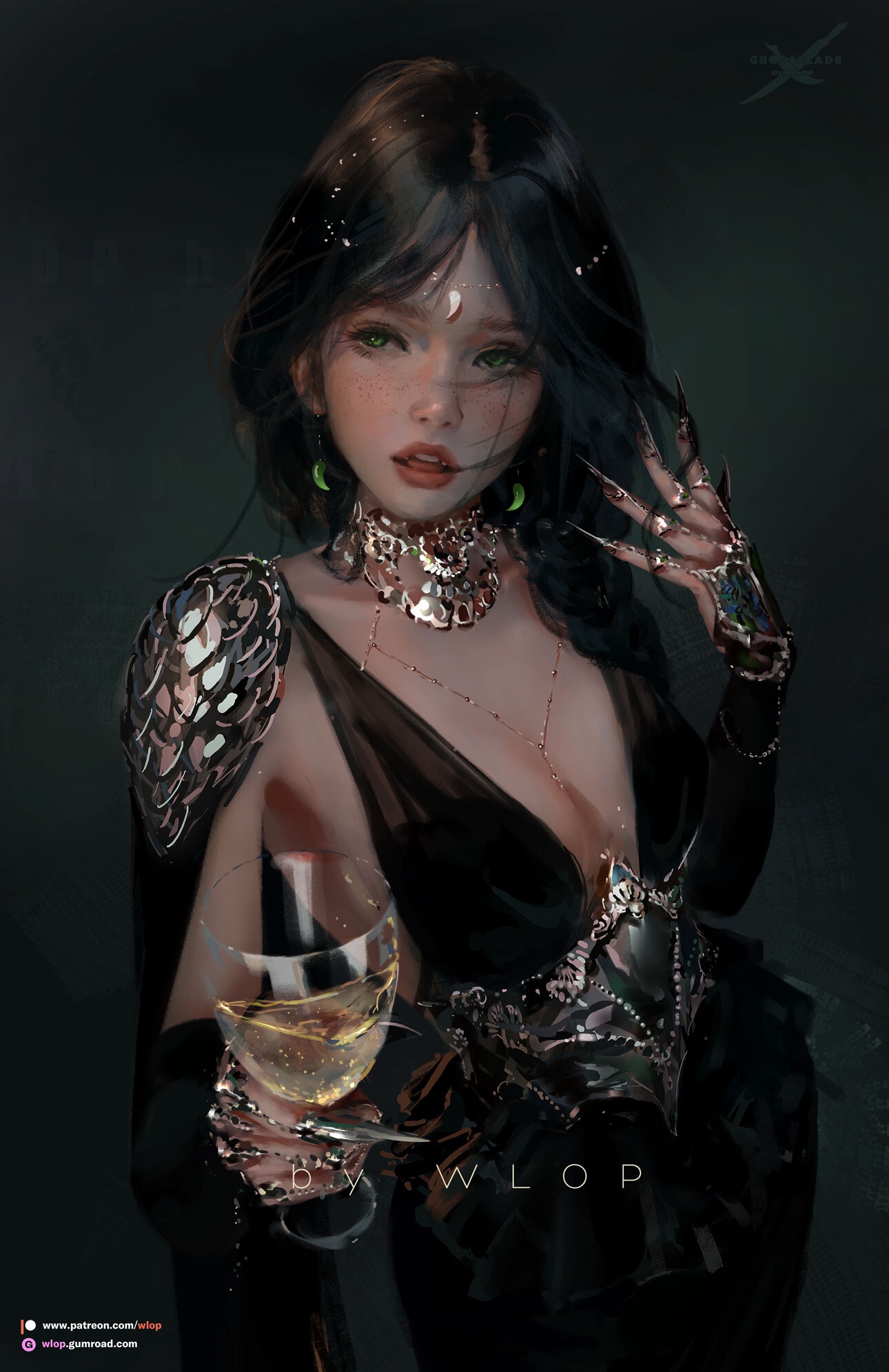 Woman in black dress holding a wine glass HD Phone Wallpaper