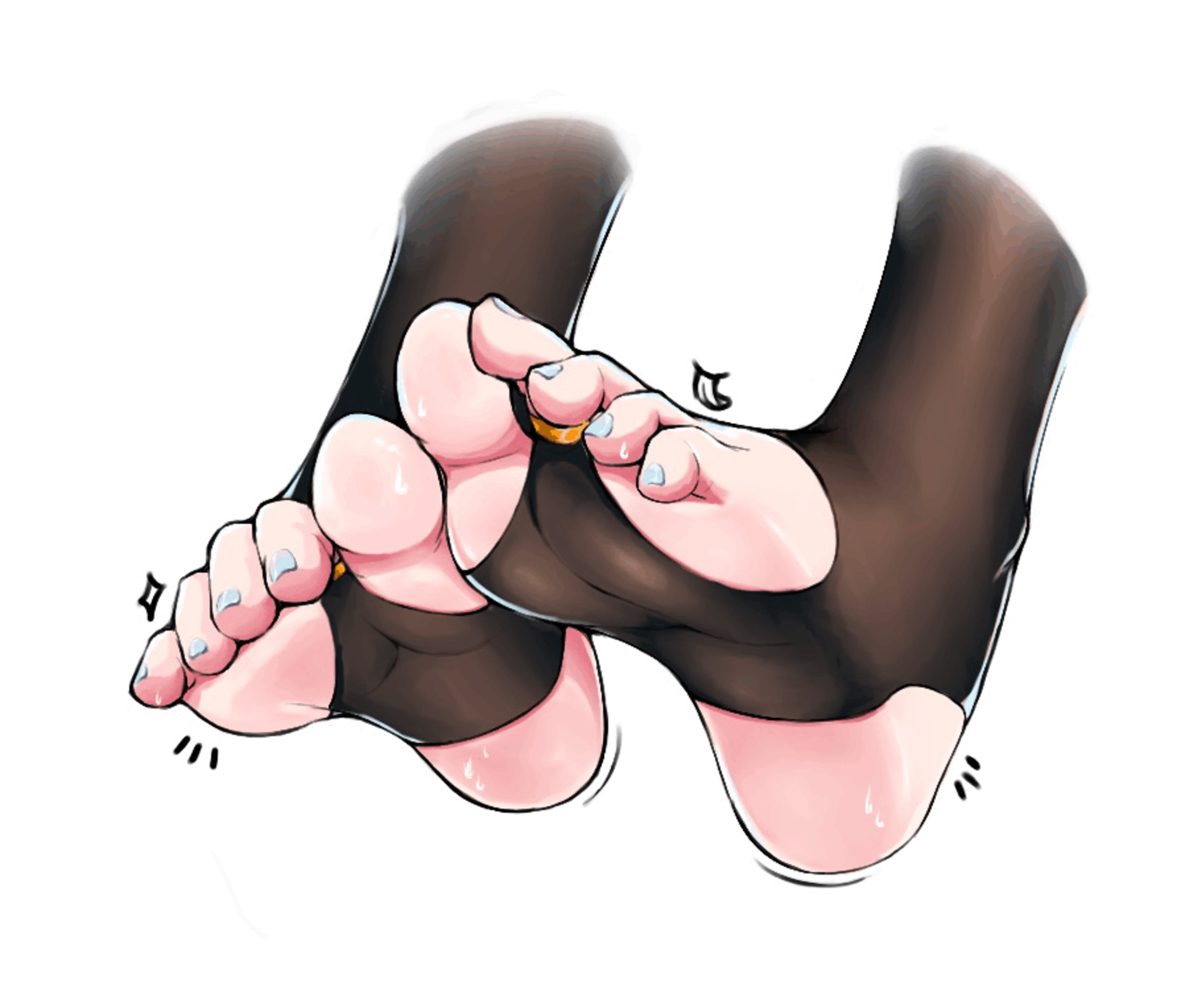Close-up of anime feet with blue nails and rings HD Wallpaper
