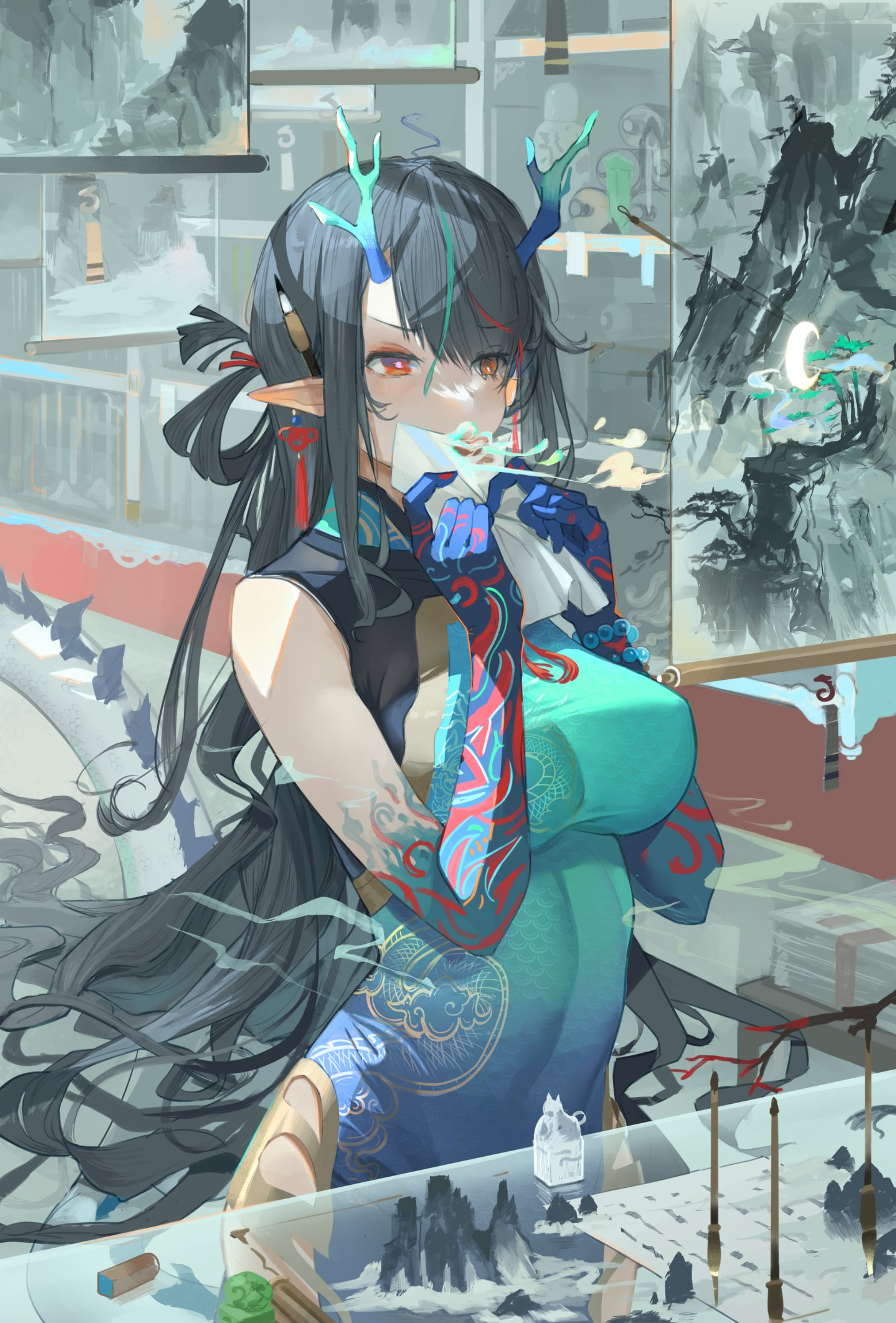 Dusk from Arknights holding a letter HD Phone Wallpaper
