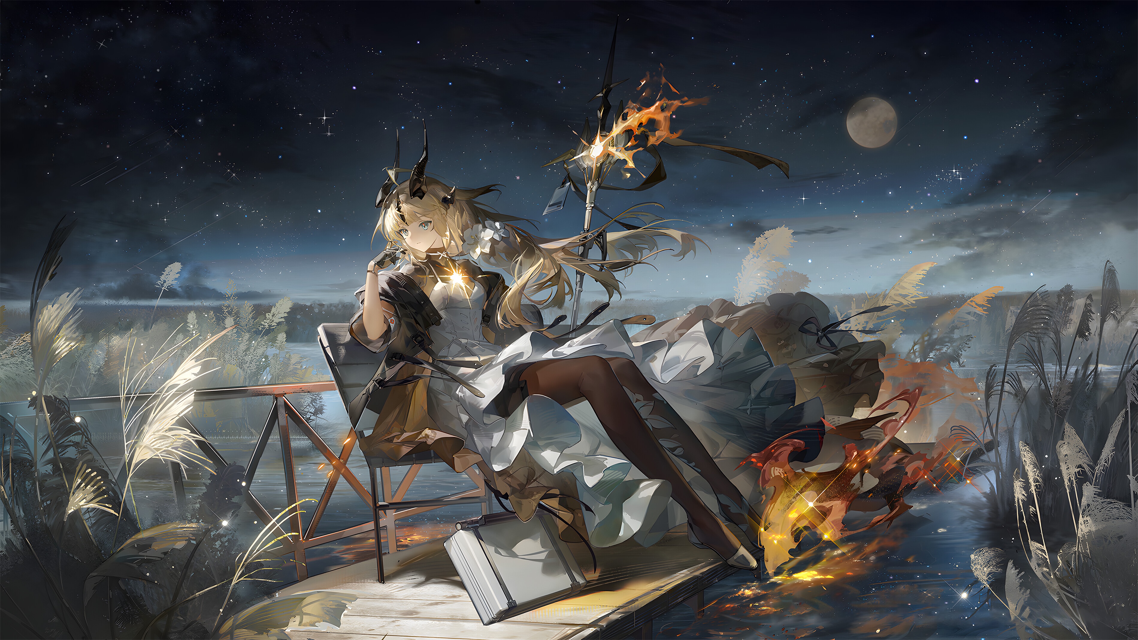 Reed The Flame Shadow under a starry night sky HD Wallpaper