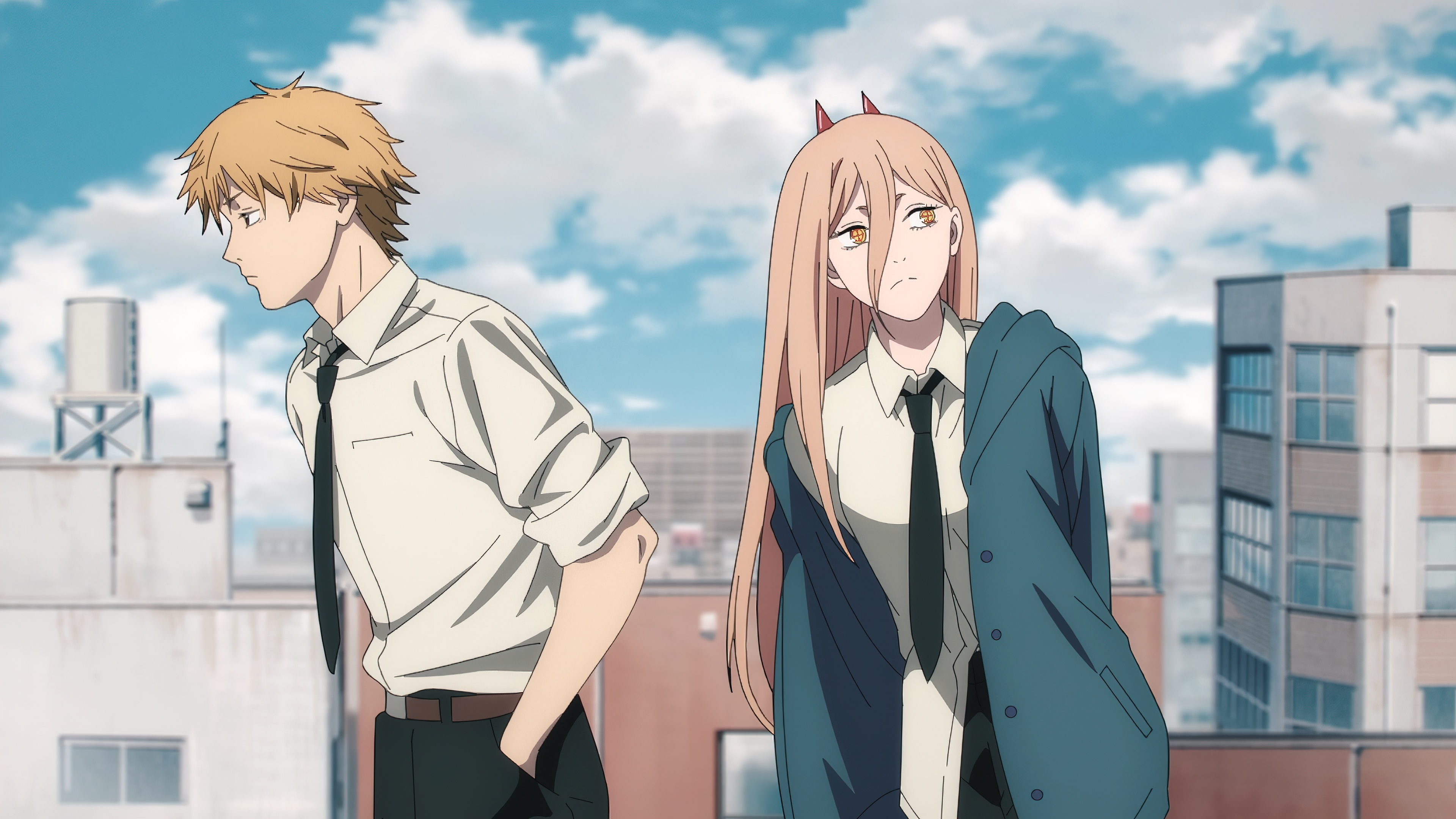 4K Chainsaw Man Denji and Power Anime Screenshot HD Wallpaper