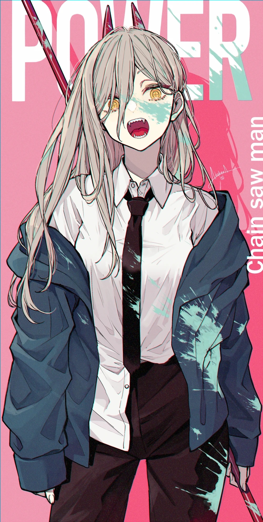 Power from Chainsaw Man with a weapon HD Phone Wallpaper