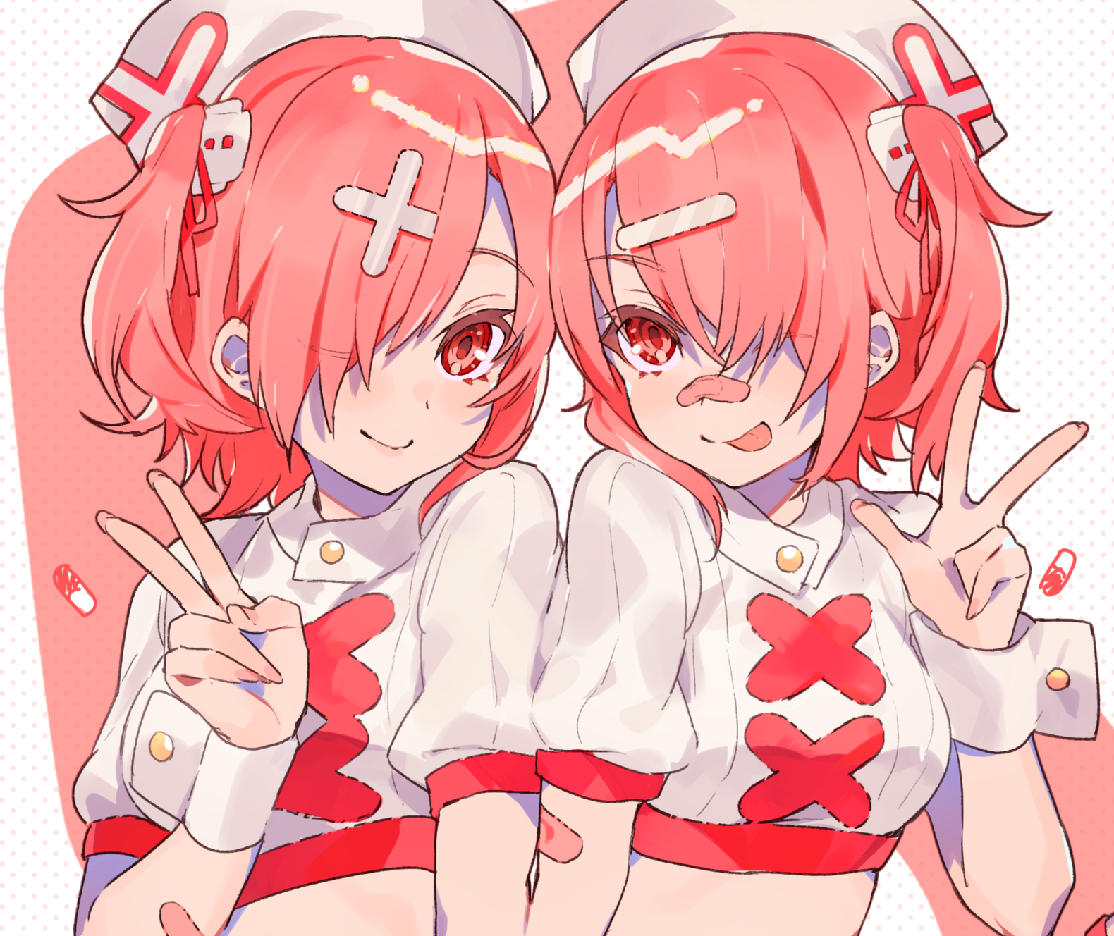 Two nurses with pink hair and Band-Aids HD Wallpaper