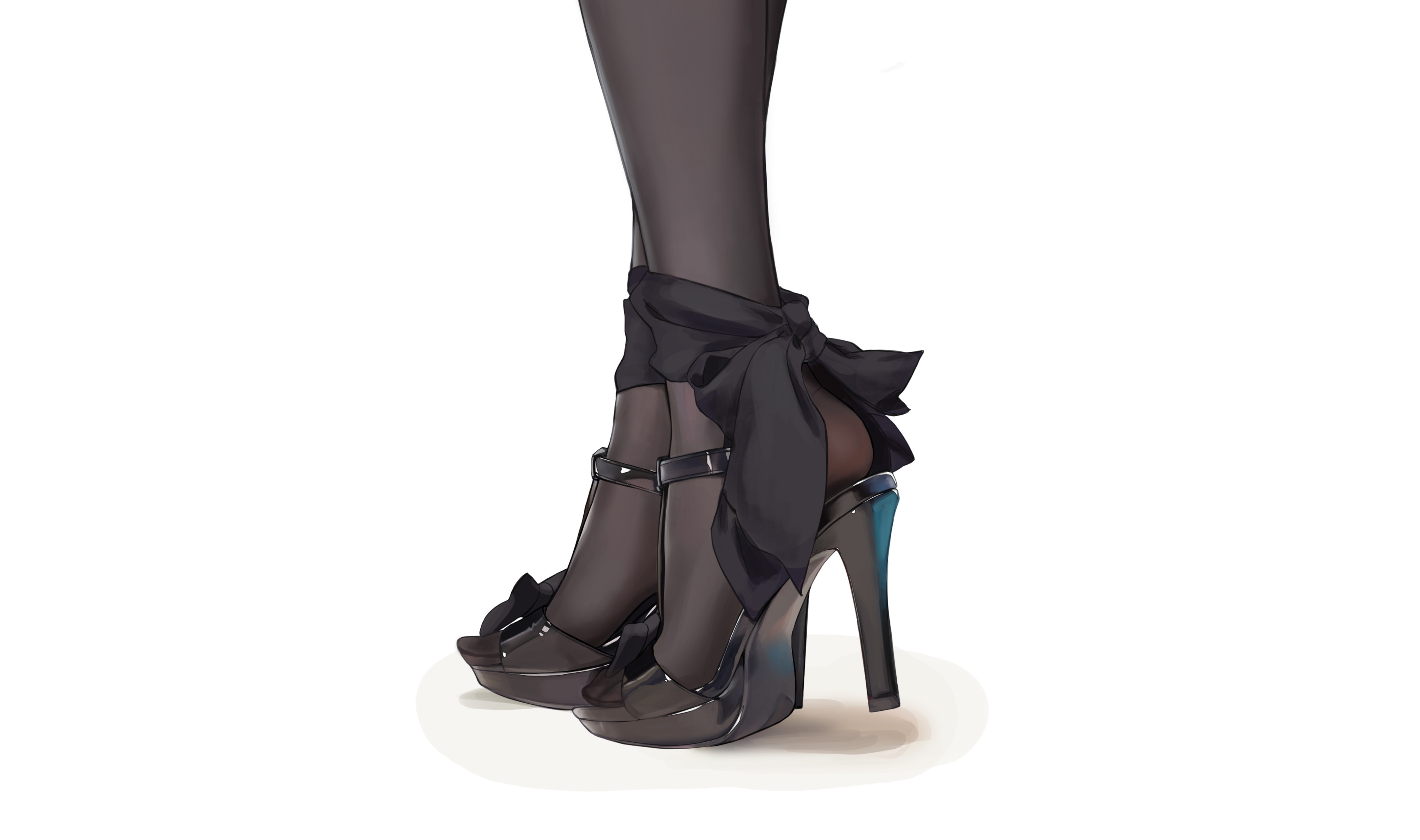 4K Black High Heels with Bows HD Wallpaper