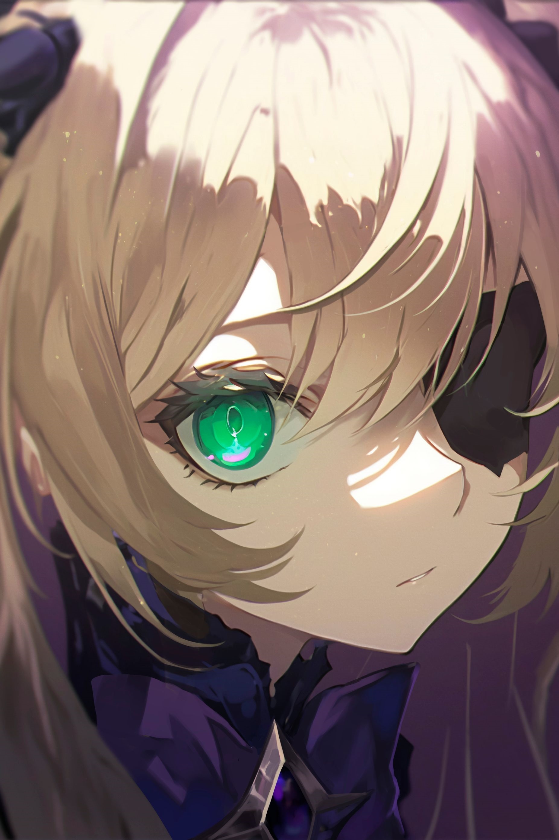 Fischl from Genshin Impact with green eyes and eyepatch HD Phone Wallpaper