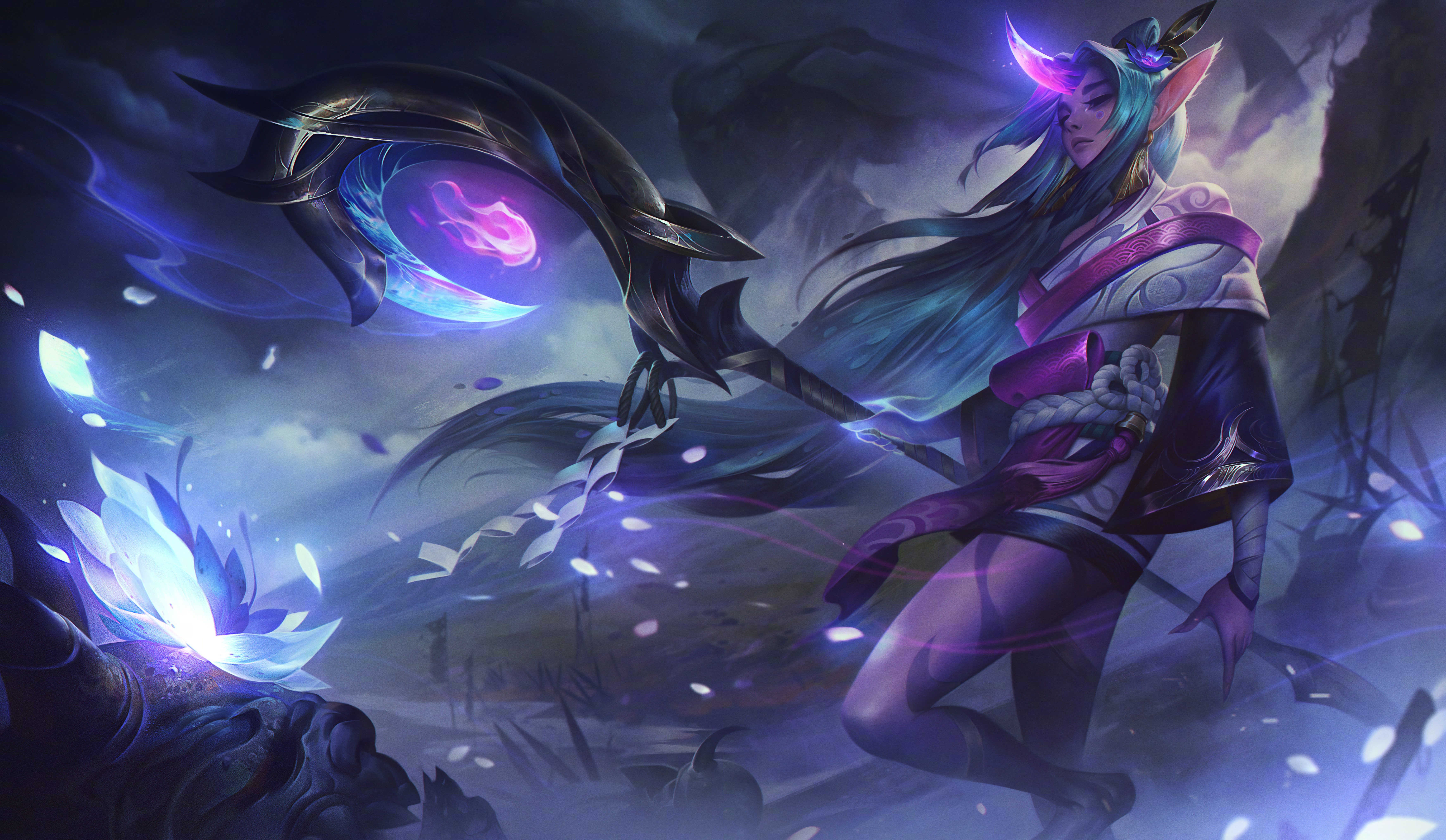 4K League of Legends character with horns and pointy ears HD Wallpaper