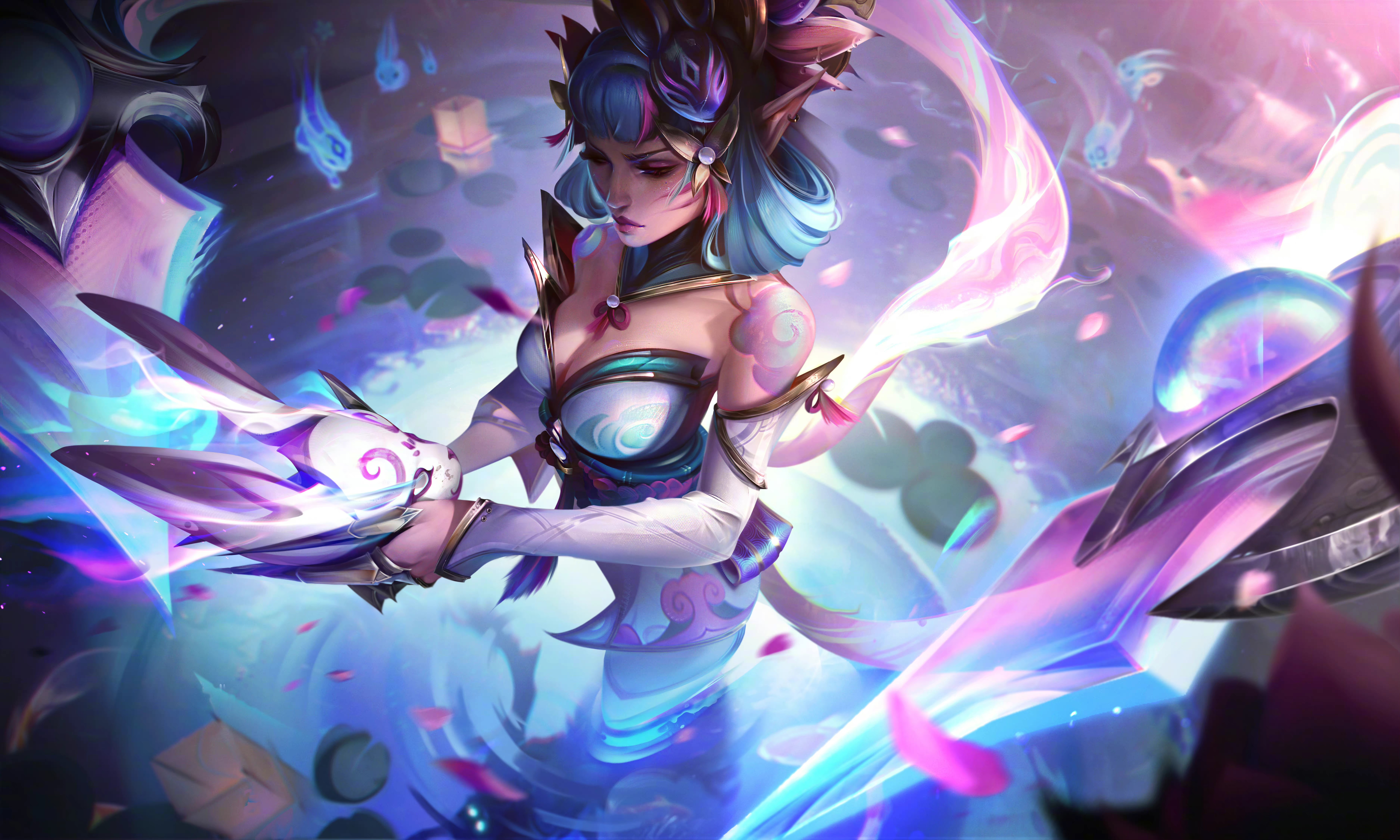 Ahri from League of Legends with fox mask HD Wallpaper