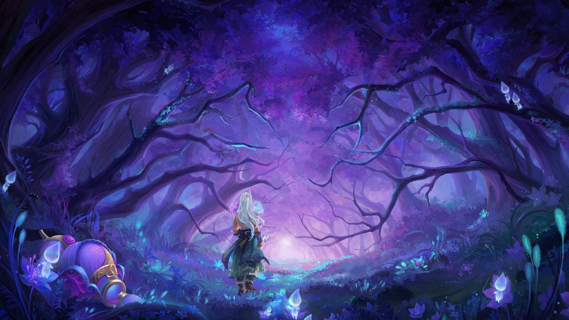 League of Legends video game art of a magical forest HD Wallpaper