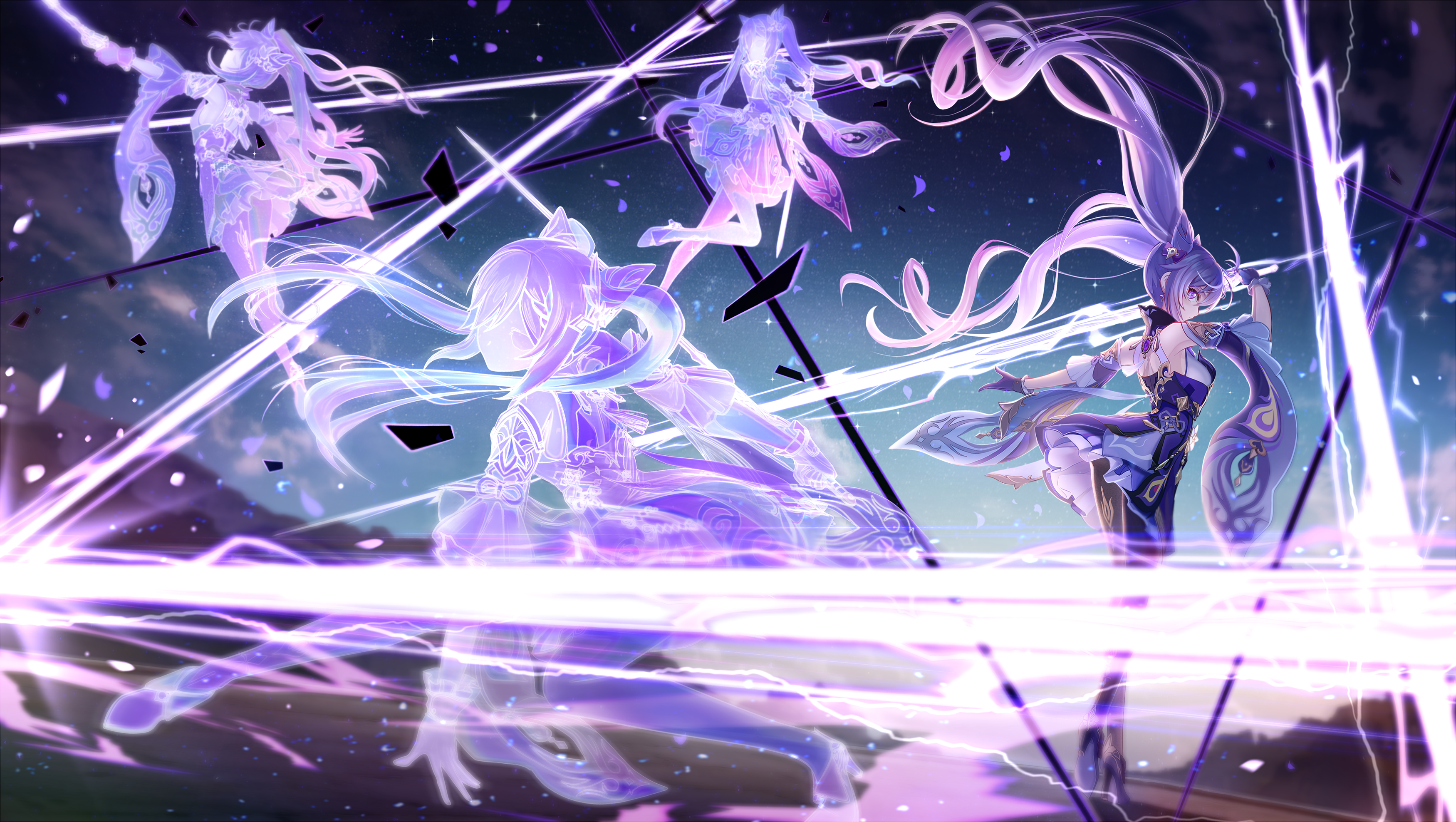 Genshin Impact Keqing's Electric Attack HD Wallpaper