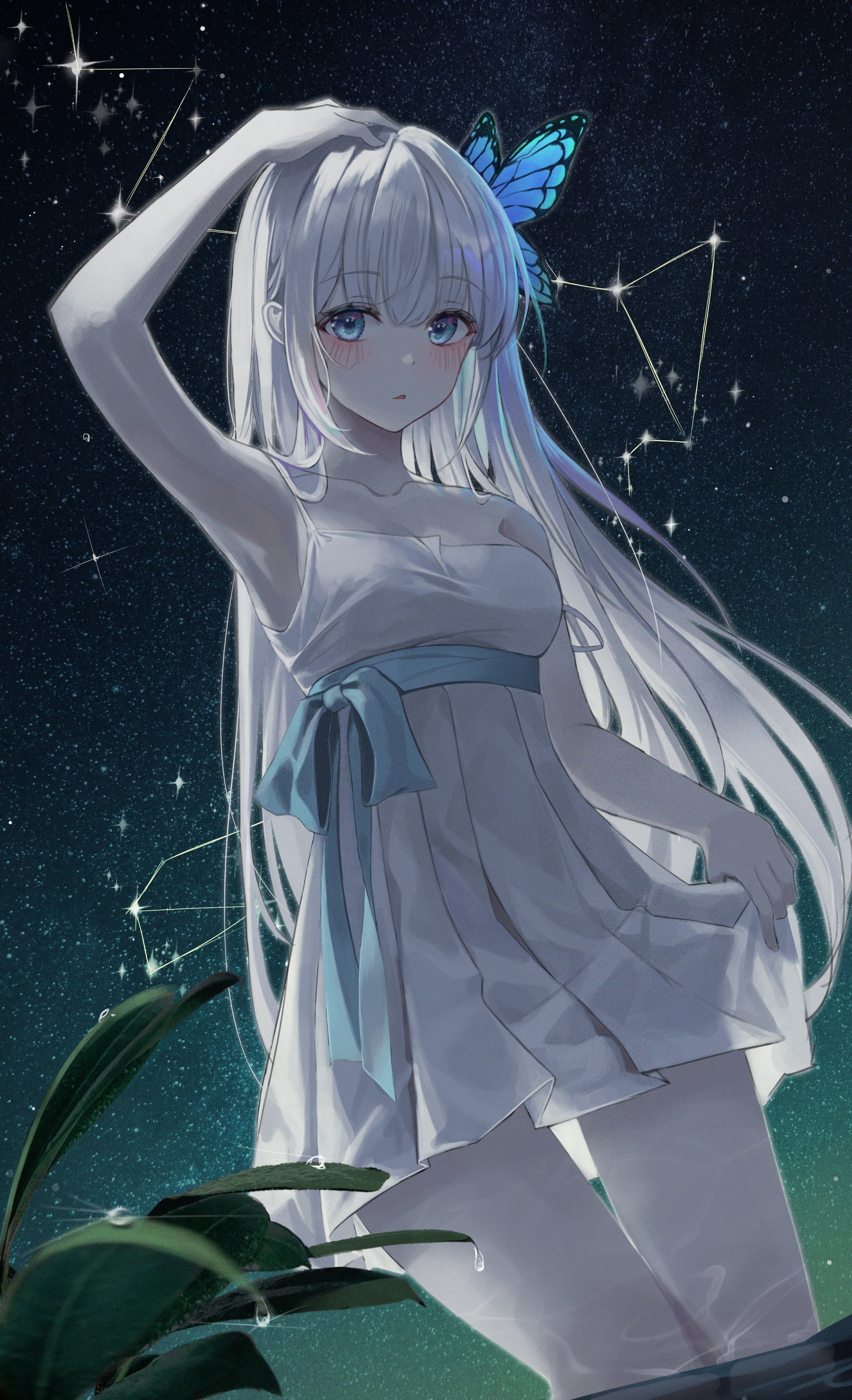 Girl with butterfly wings and constellations HD Phone Wallpaper