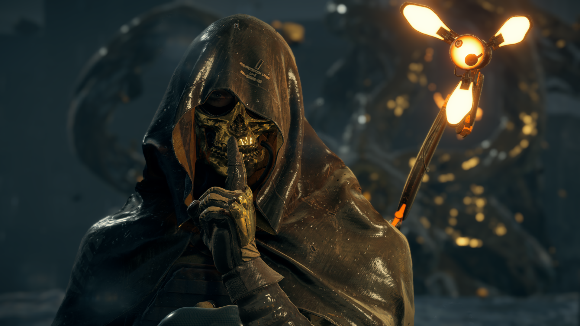 Higgs Monaghan with a skull mask and a BB pod HD Wallpaper