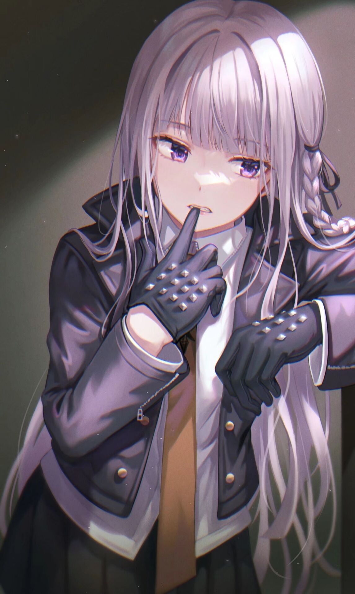 Kirigiri Kyouko from Danganronpa with purple eyes and braids HD Phone Wallpaper