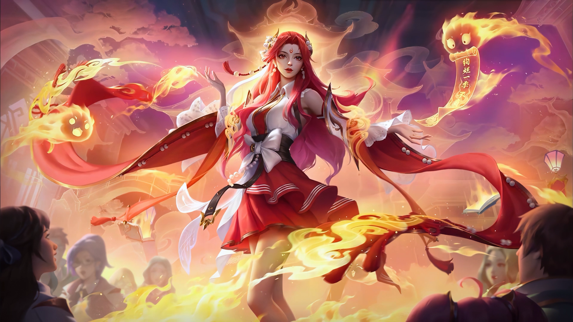 Diao Chan from Honor of Kings with fire spirits HD Wallpaper