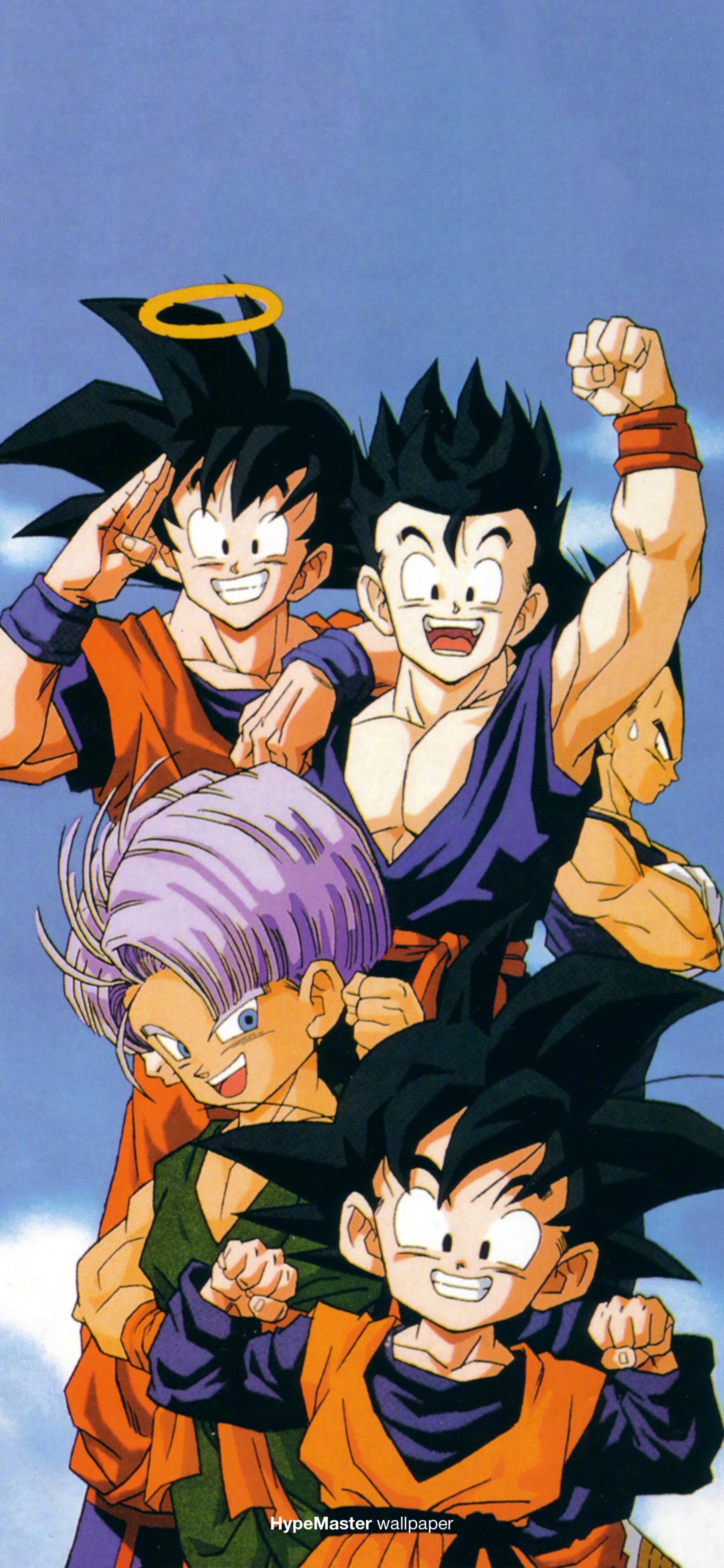 Dragon Ball Z: Goku, Gohan, Trunks, and Goten HD Phone Wallpaper