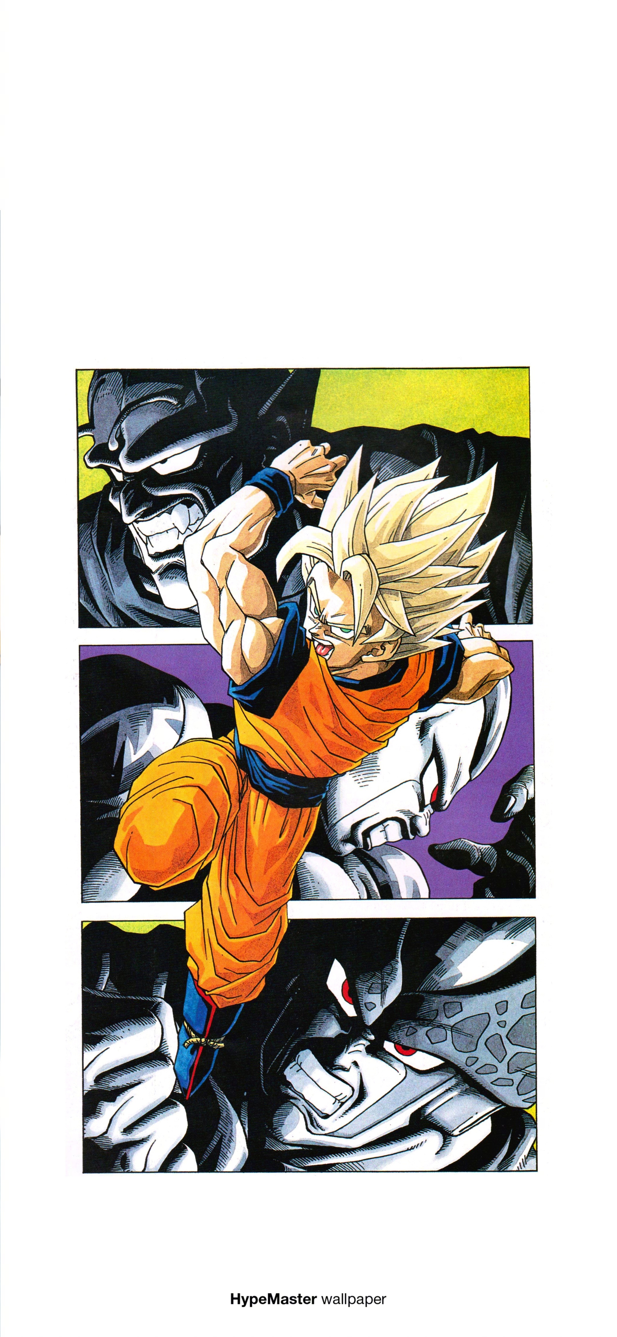 Son Goku fighting Cell and Piccolo in Dragon Ball Z HD Phone Wallpaper